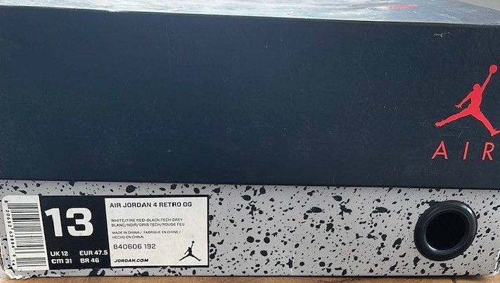 Jordan Brand Air Jordan 4 Retro OG ‘White Cement’ 2016 Size US 13 / EU 46 - 10 Thumbnail