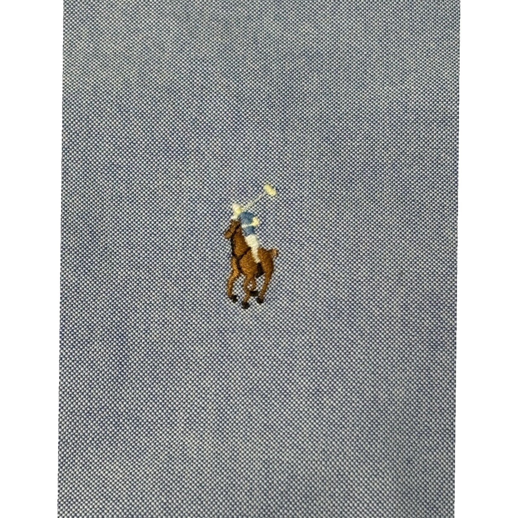 Ralph Lauren Ralph Lauren Mens Button-Down Long Sleeve Dress Shirt Blue Yarmouth Cotton Size 46R - 2 Thumbnail