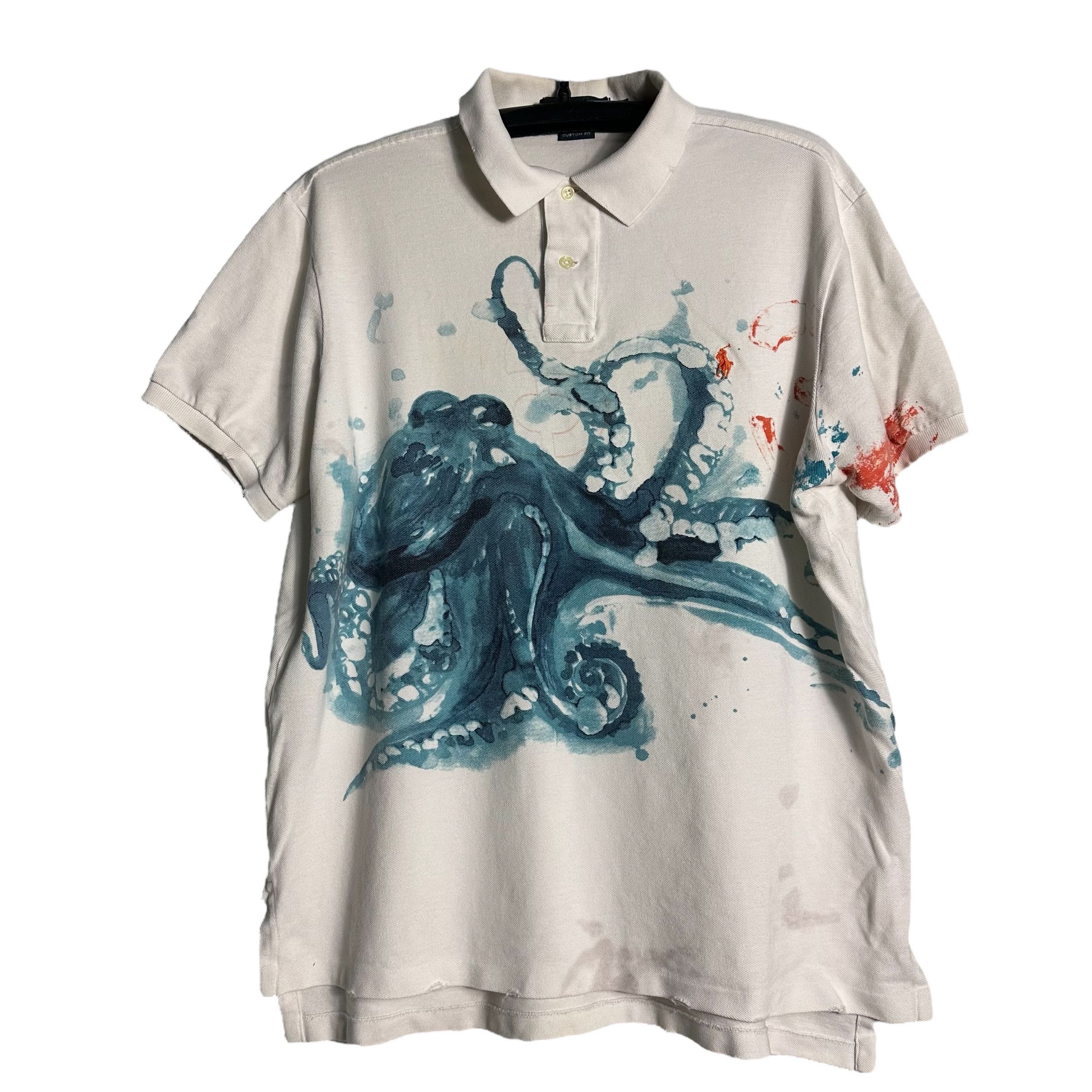 Polo Ralph Lauren 🔥RARE🔥Vintage Polo Ralph Lauren Octopus Art Paint Polo Size US XL / EU 56 / 4 - 1 Thumbnail