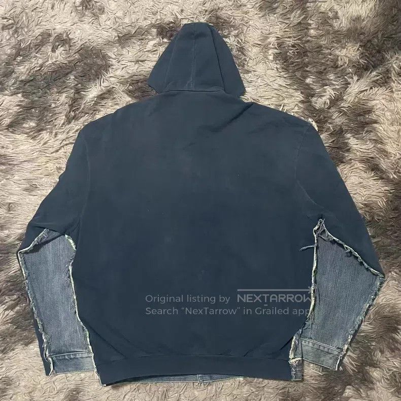Balenciaga Balenciaga Distressed Patchwork Hoodie Denim Jacket Faux T Size US S / EU 44-46 / 1 - 2 Thumbnail