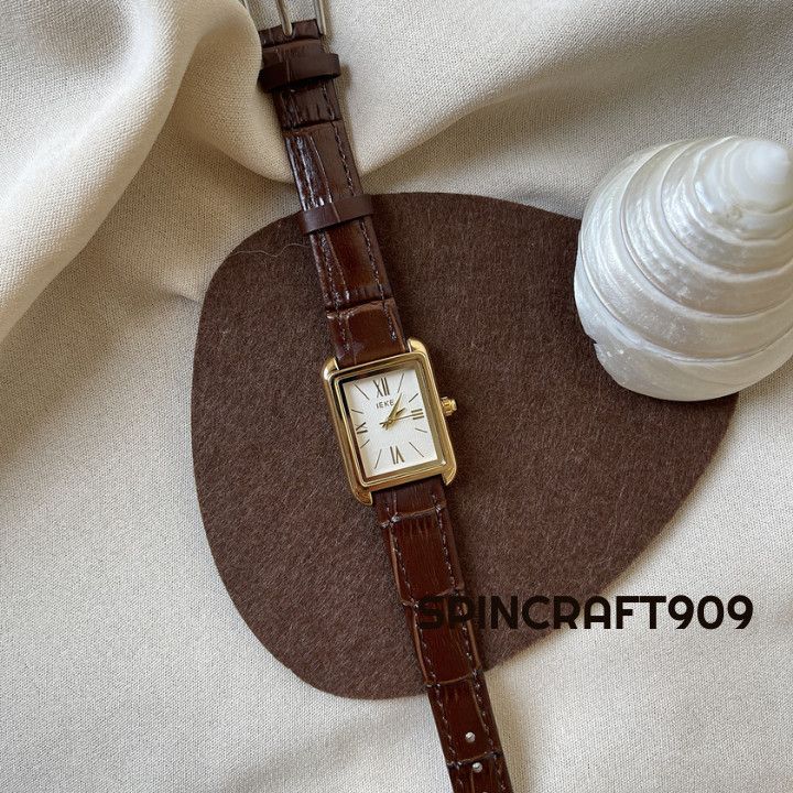 Jewelry Square Retro Vintage Watch with Leather Strap Size ONE SIZE - 2 Thumbnail