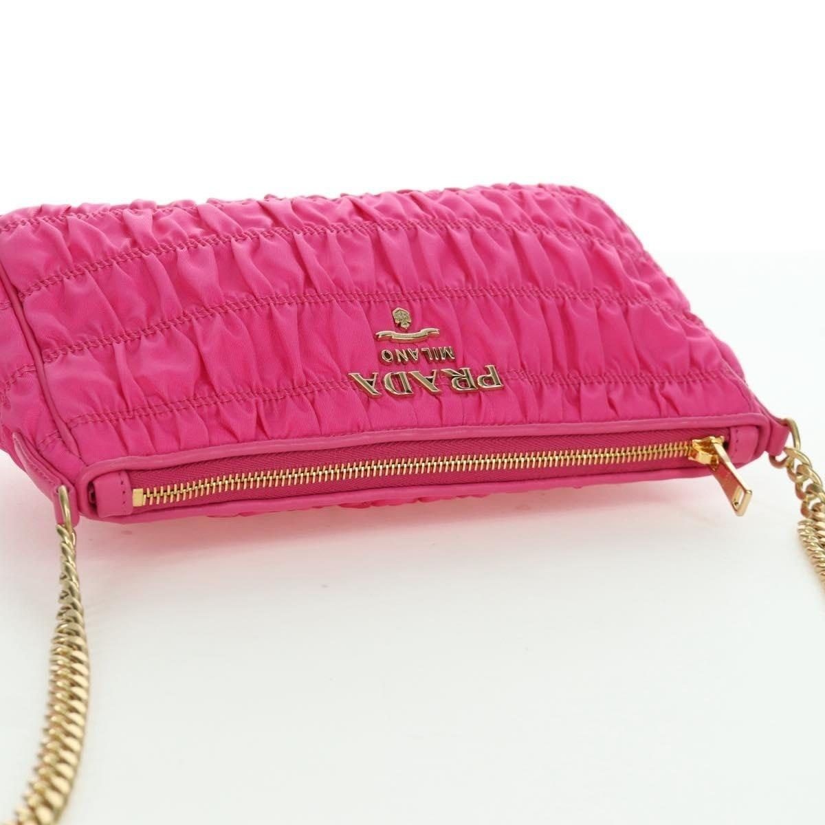Prada Prada Nylon Chain Shoulder Bag Pink Size ONE SIZE - 3 Thumbnail