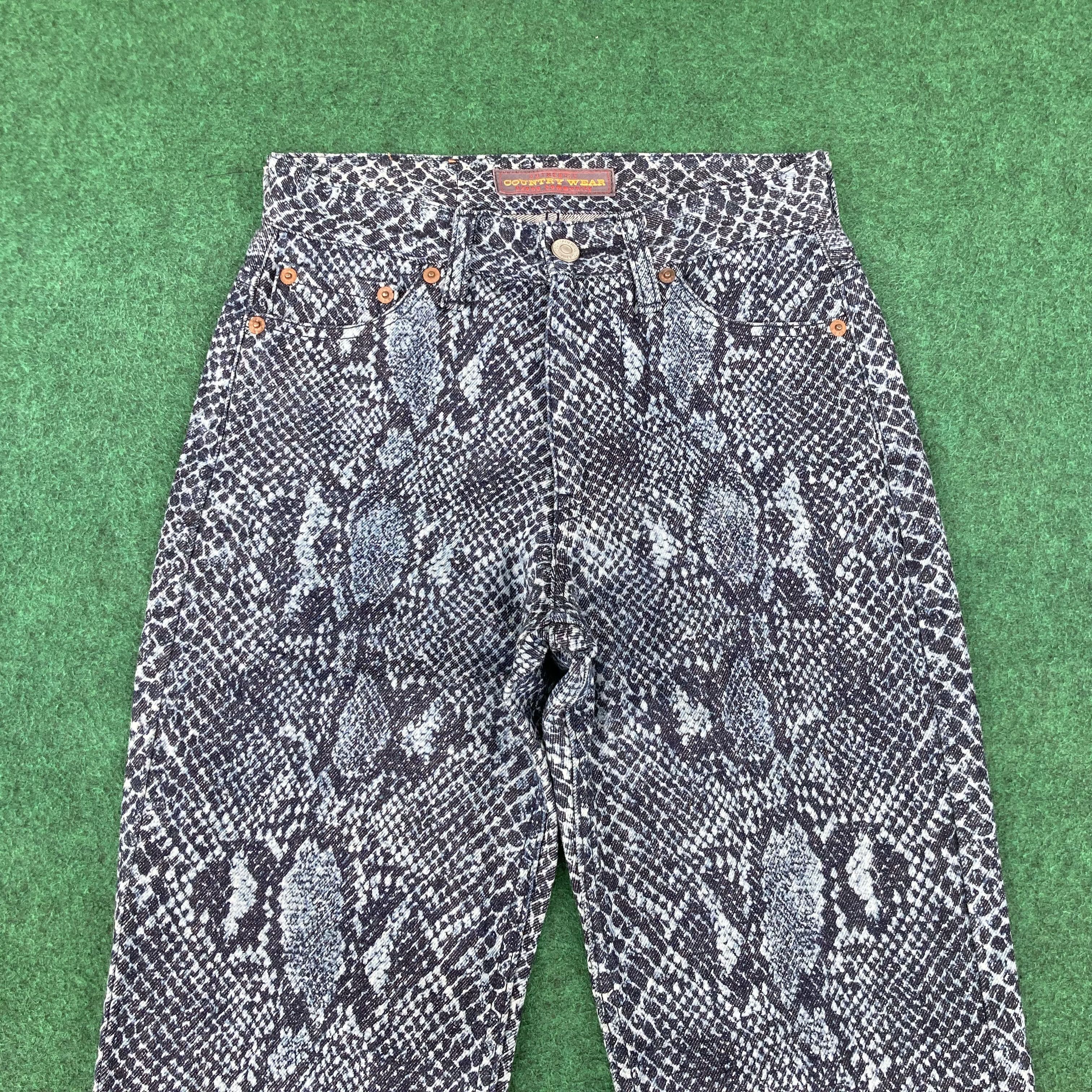 Hysteric Glamour × Japanese Brand × Vintage 25x31 Vtg Ozone Community Snakes Print Flare Bootcut Jeans Size 25" / US 0 / IT 36 - 4 Thumbnail