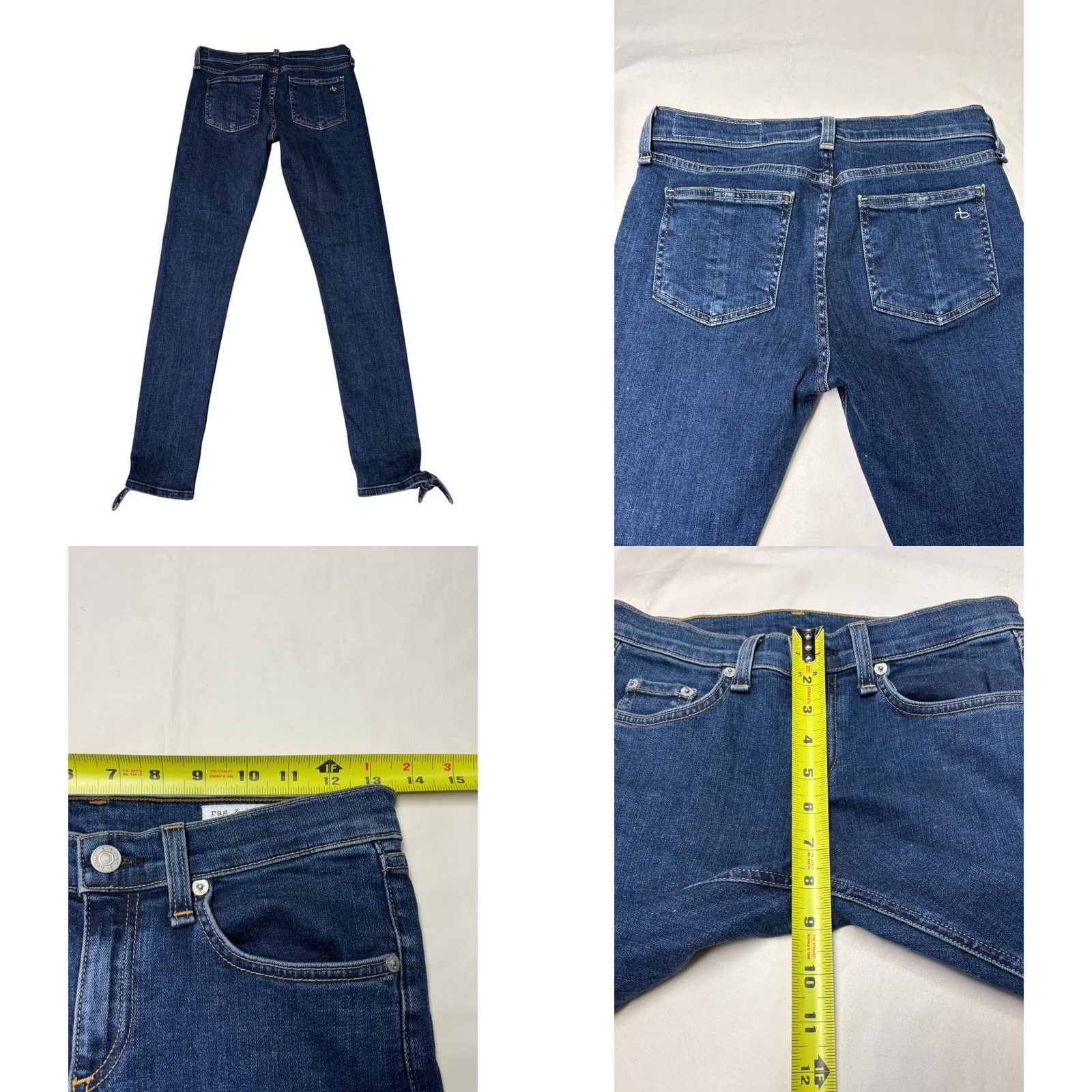 Rag & Bone rag & bone Women's Stevie Ankle Tie Capri Jeans Skinny 25 Paz Bow Detail Dark Wash Denim Slim Zip Tie Womens Jeans Size 42" / US 20 - 8 Thumbnail