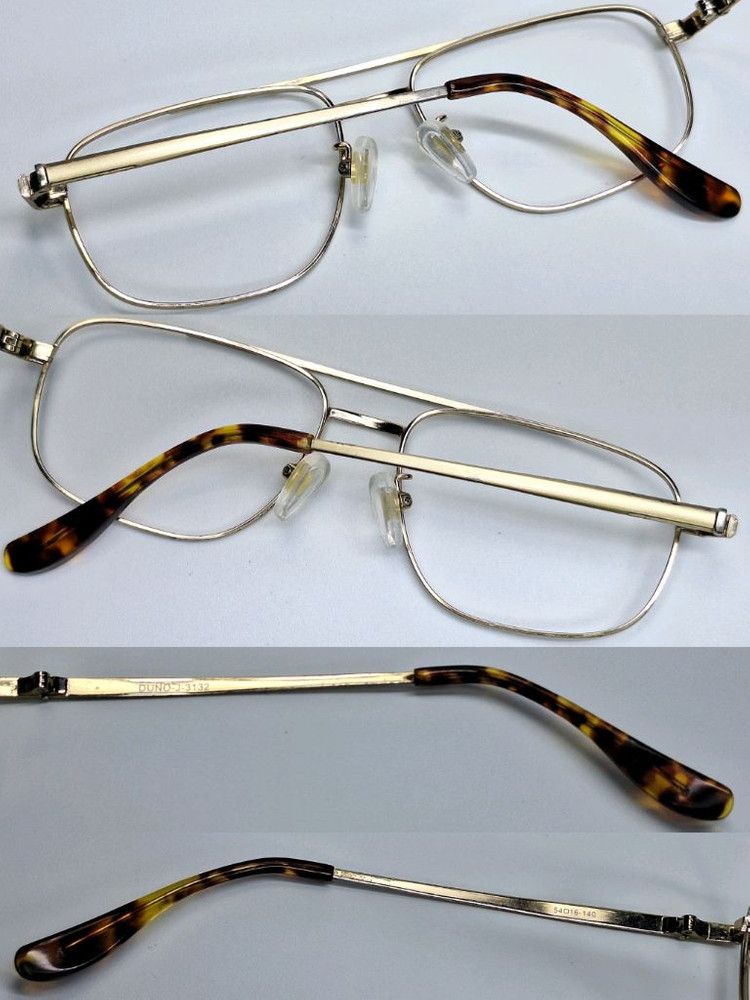 Other 1990s DUNO J-3132 Gold Double Bridge Aviator Eyeglasses Size ONE SIZE - 7 Thumbnail