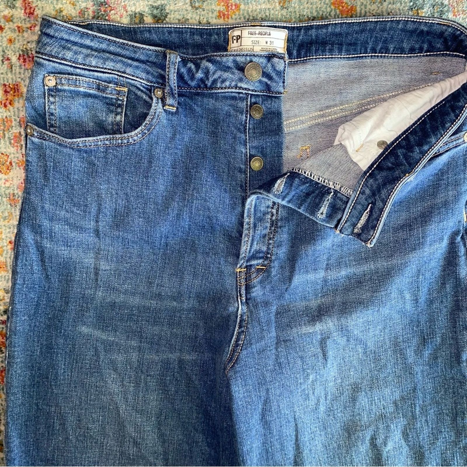 Free People Free People $110 Wales Wide Leg Button Fly Denim Jean 31" Size 31" - 3 Thumbnail