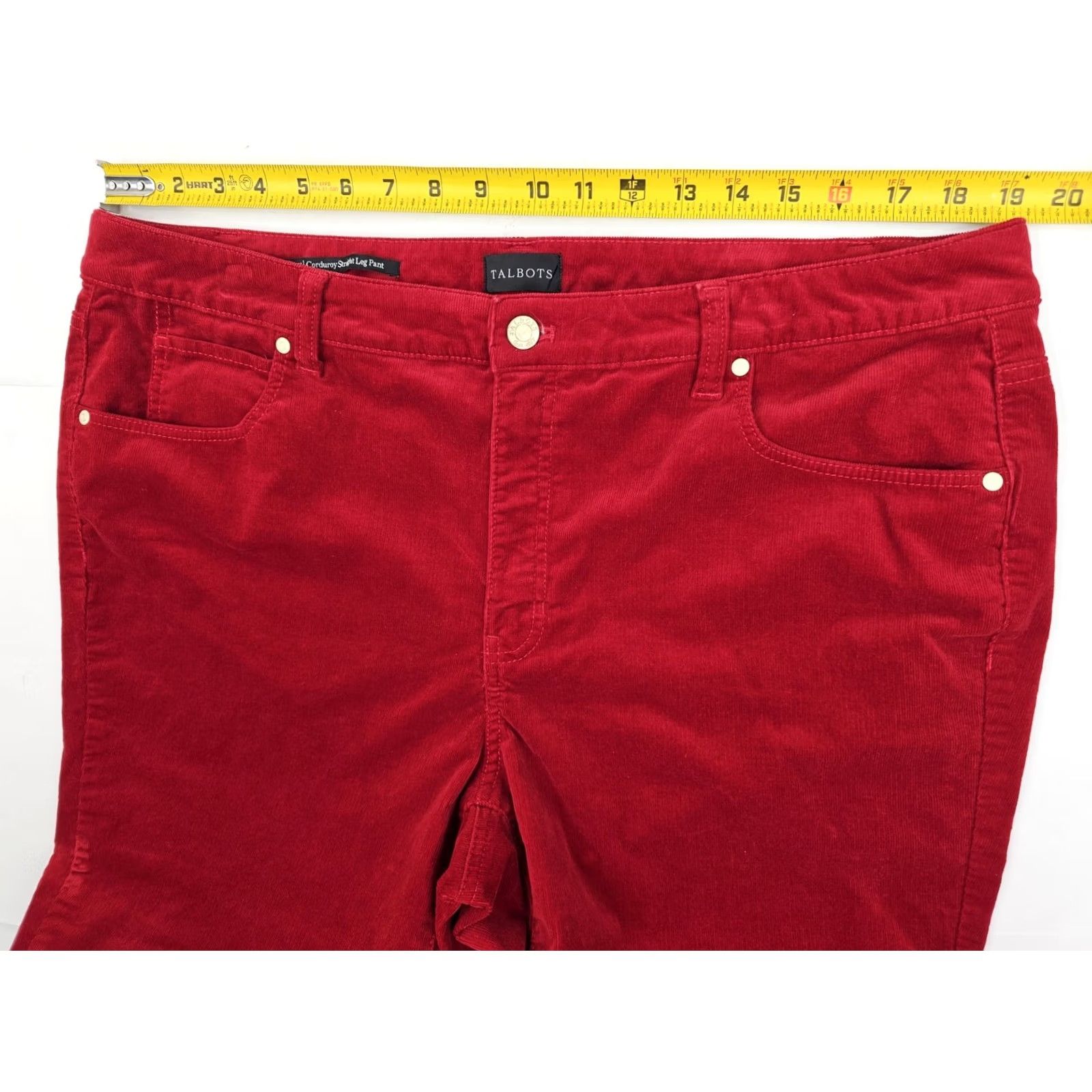 Talbots Talbots Red Corduroy High Rise Straight Leg Pants Women 16 EUC Cotton Size 38" / US 16 / IT 52 - 5 Thumbnail