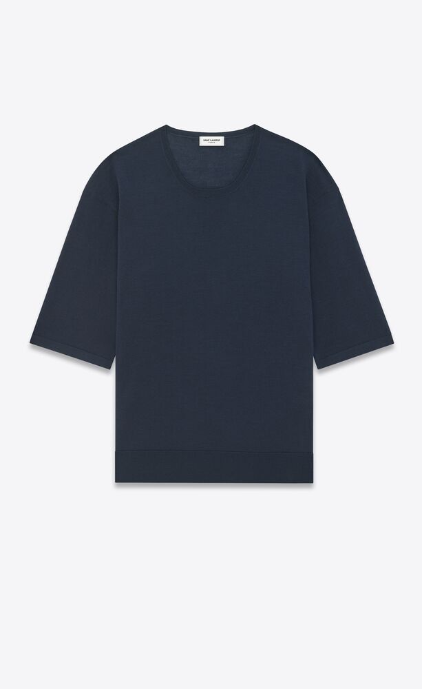 o1s1wg110624 Top in Cashmere Wool and Silk in Blue