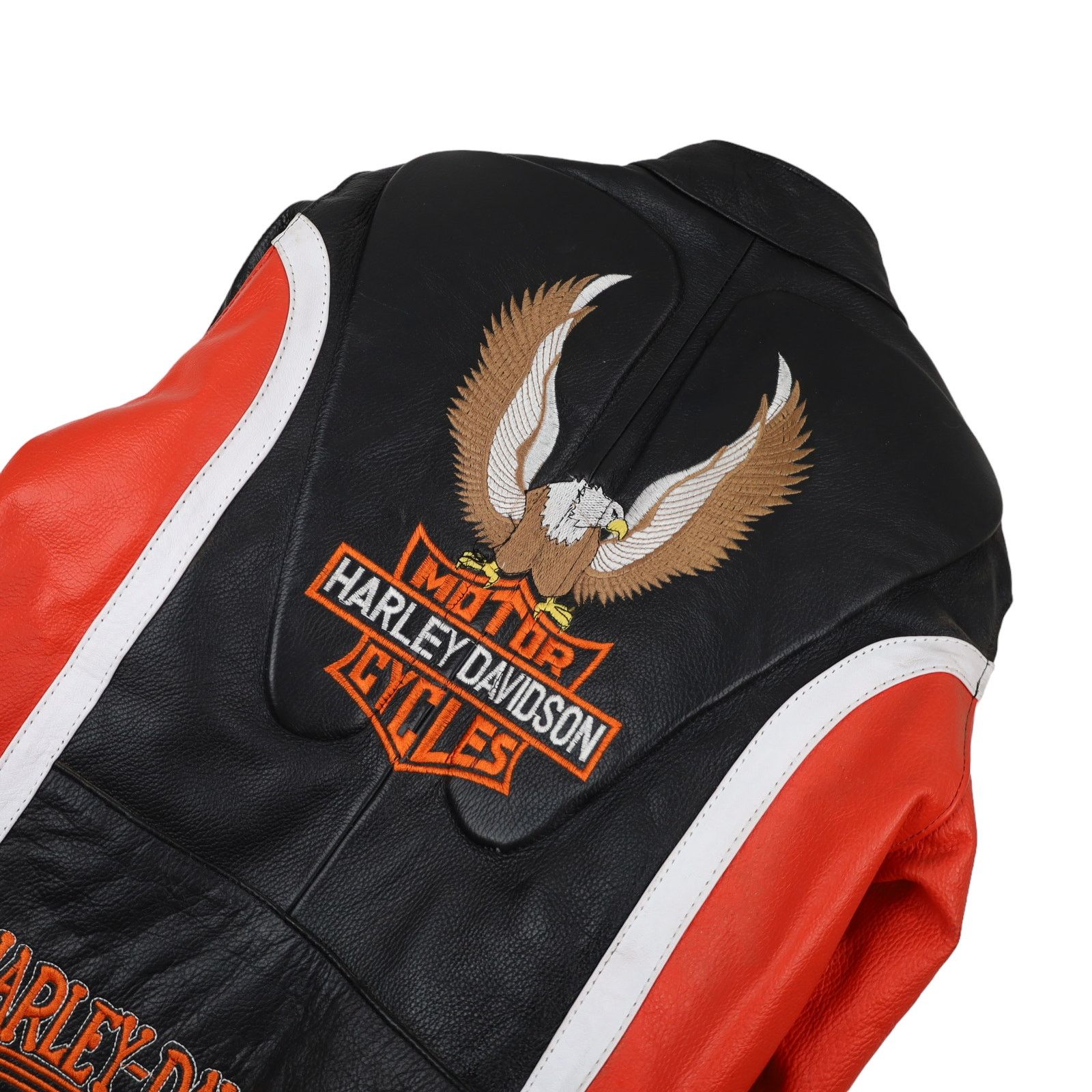 Harley Davidson × Vintage Vintage Harley Davidson Heavily Branded Leather Ridin Jacket Size L / US 10 / IT 46 - 9 Thumbnail