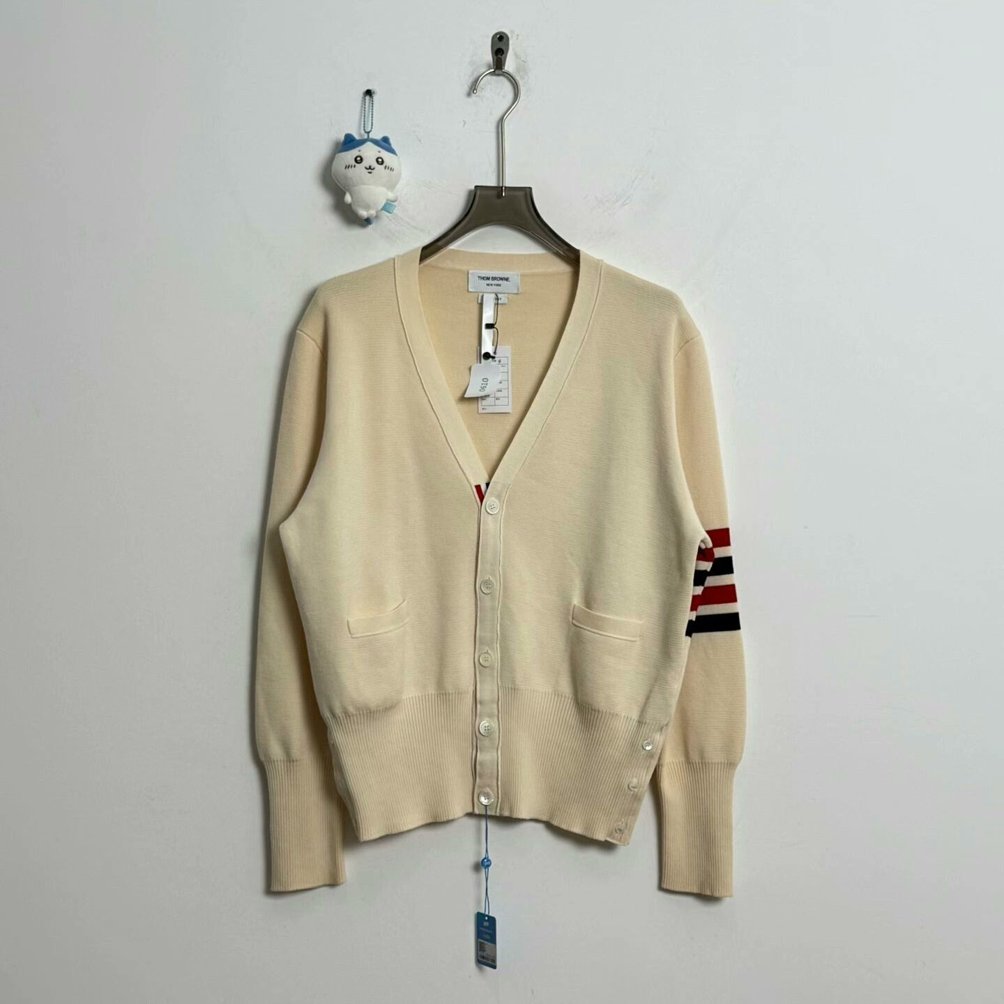 Thom Browne thom browne cream stripe wool cardigan Size US L / EU 52-54 / 3 - 1 Thumbnail