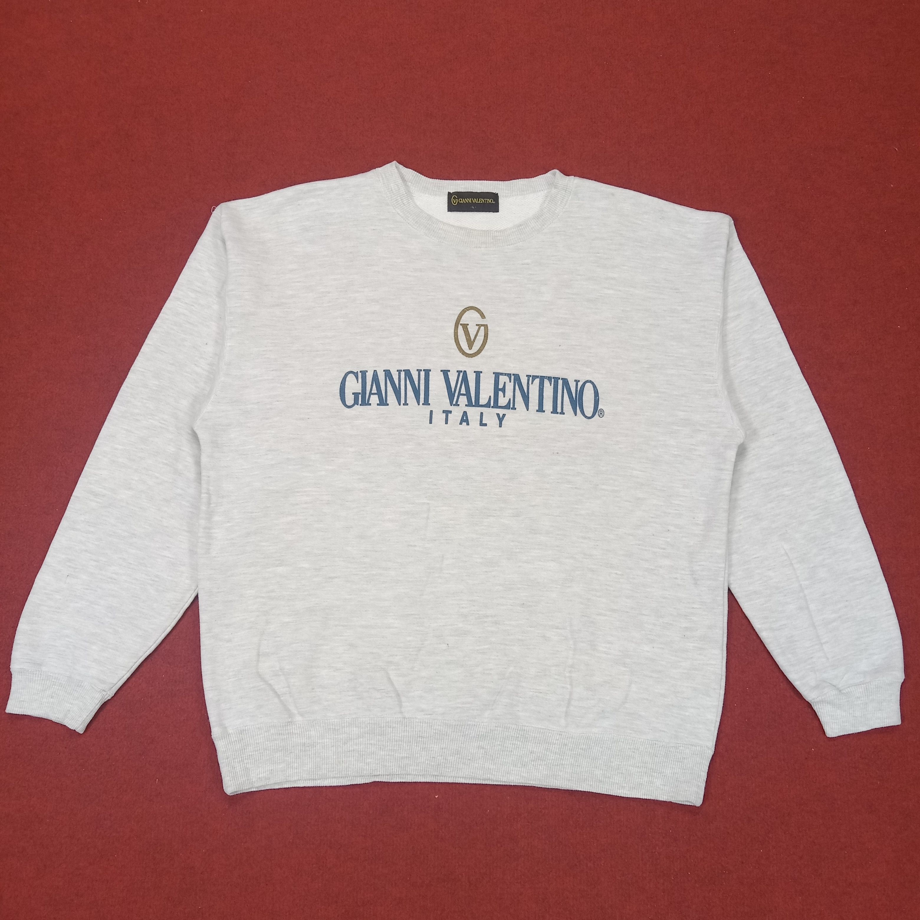 image of Gianni Valentino Center Logo Spell Out Design Sweatshirt in Grey, Men's (Size Large)