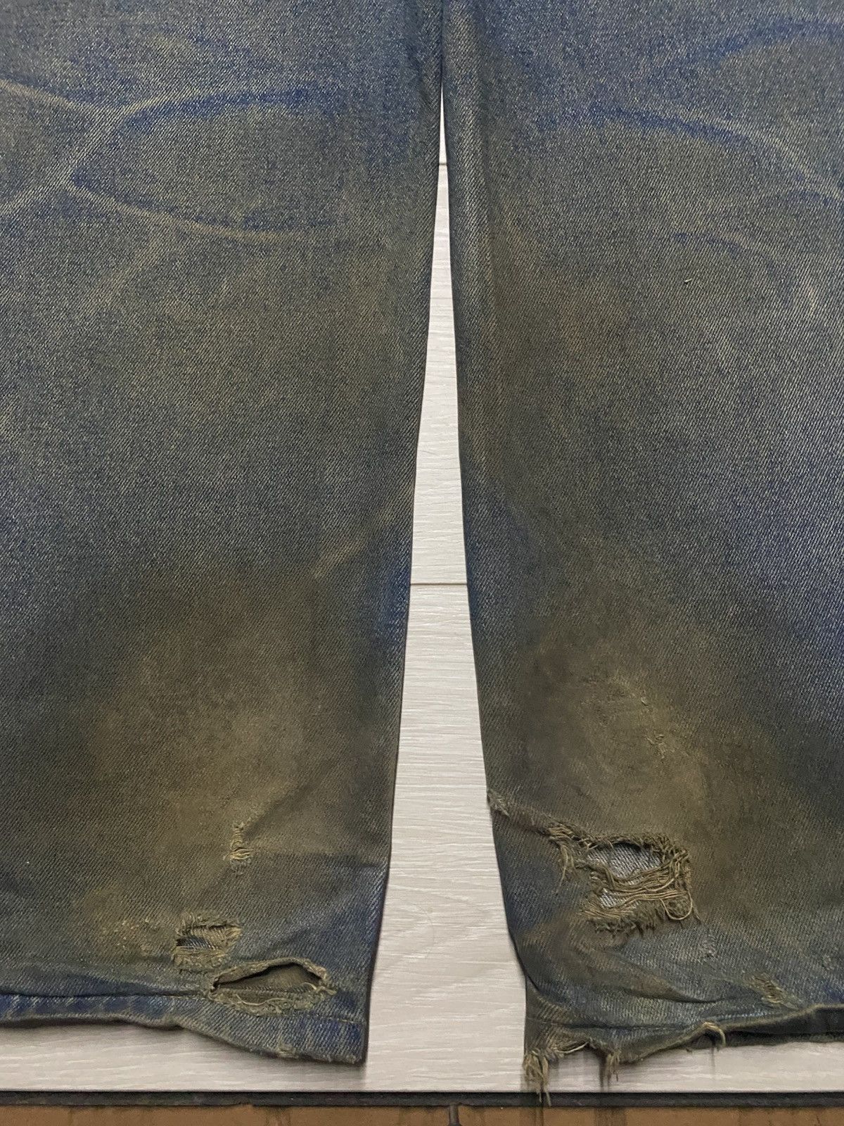 Evisu Relation Mud Wash Vintage Distressed Baggy Wide Leg Jeans Size US 33 - 10 Thumbnail