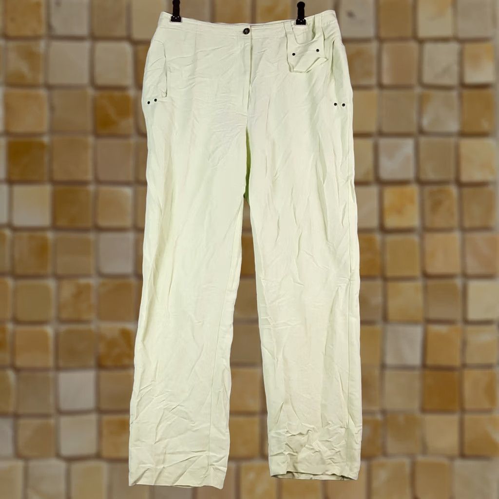 Etro VINTAGE Jamie Sadock Green Linen Pants Women's Size 10 Straight Leg Preppy Y2K Retro Golf 90s 00s Ankle Modern Size 32" / US 10 / IT 46 - 1 Thumbnail