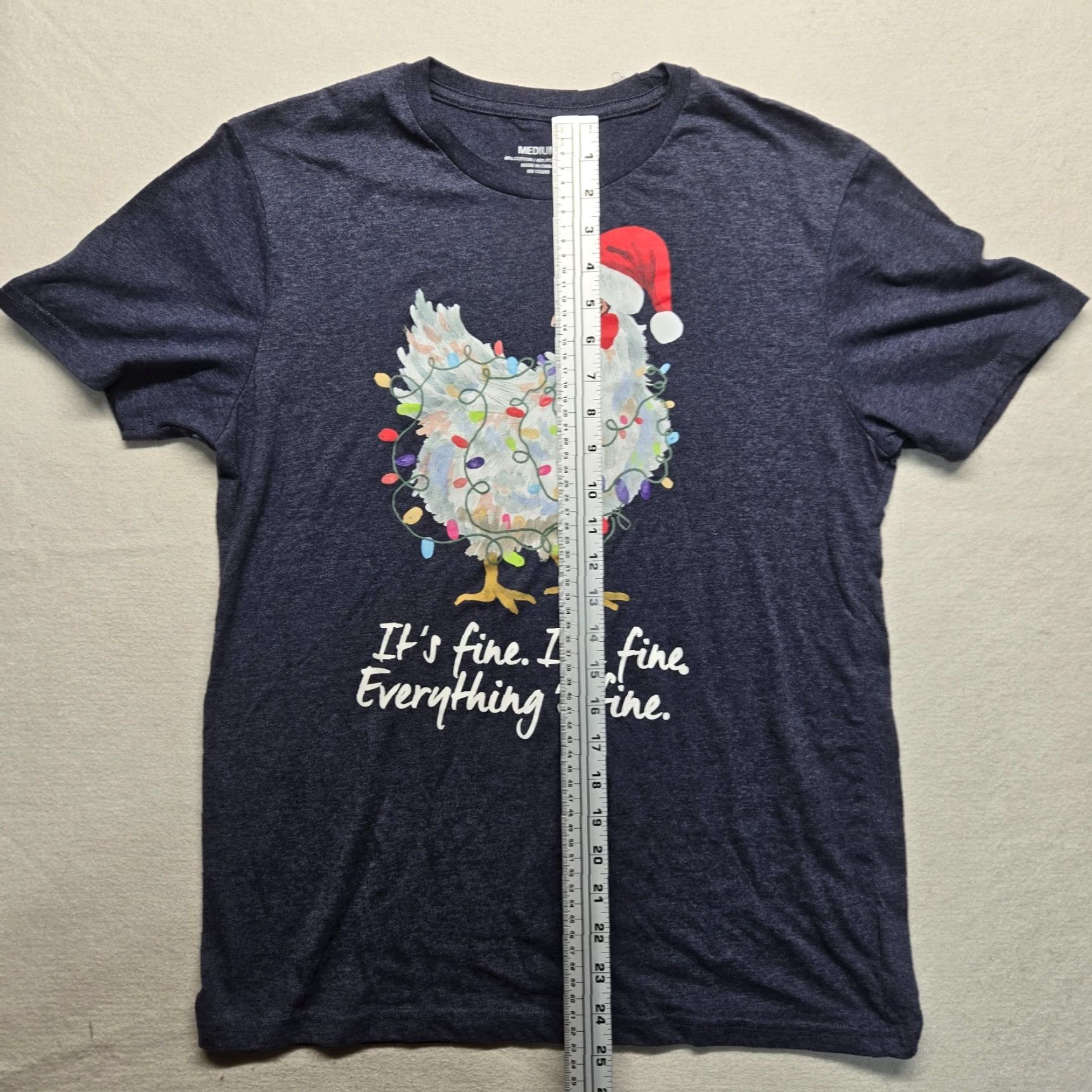 Vintage Chicken Christmas T-Shirt IT’S FINE I’M FINE EVERYTHING’S FINE Adult M Medium Size M / US 6-8 / IT 42-44 - 5 Thumbnail