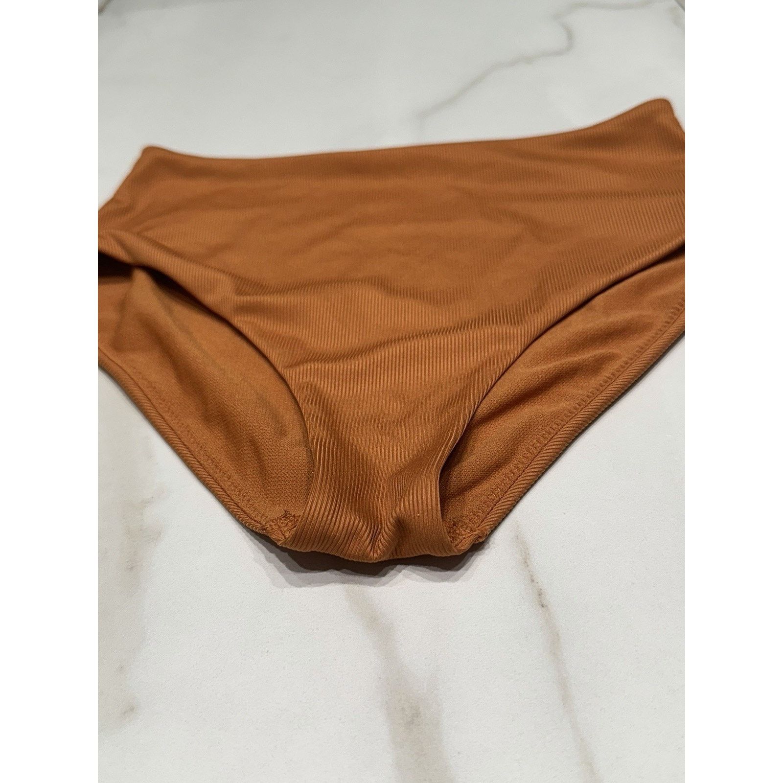 Primark Primark Ribbed Dark Orange High Cut Bikini Bottoms, Size 2 Size ONE SIZE - 3 Thumbnail