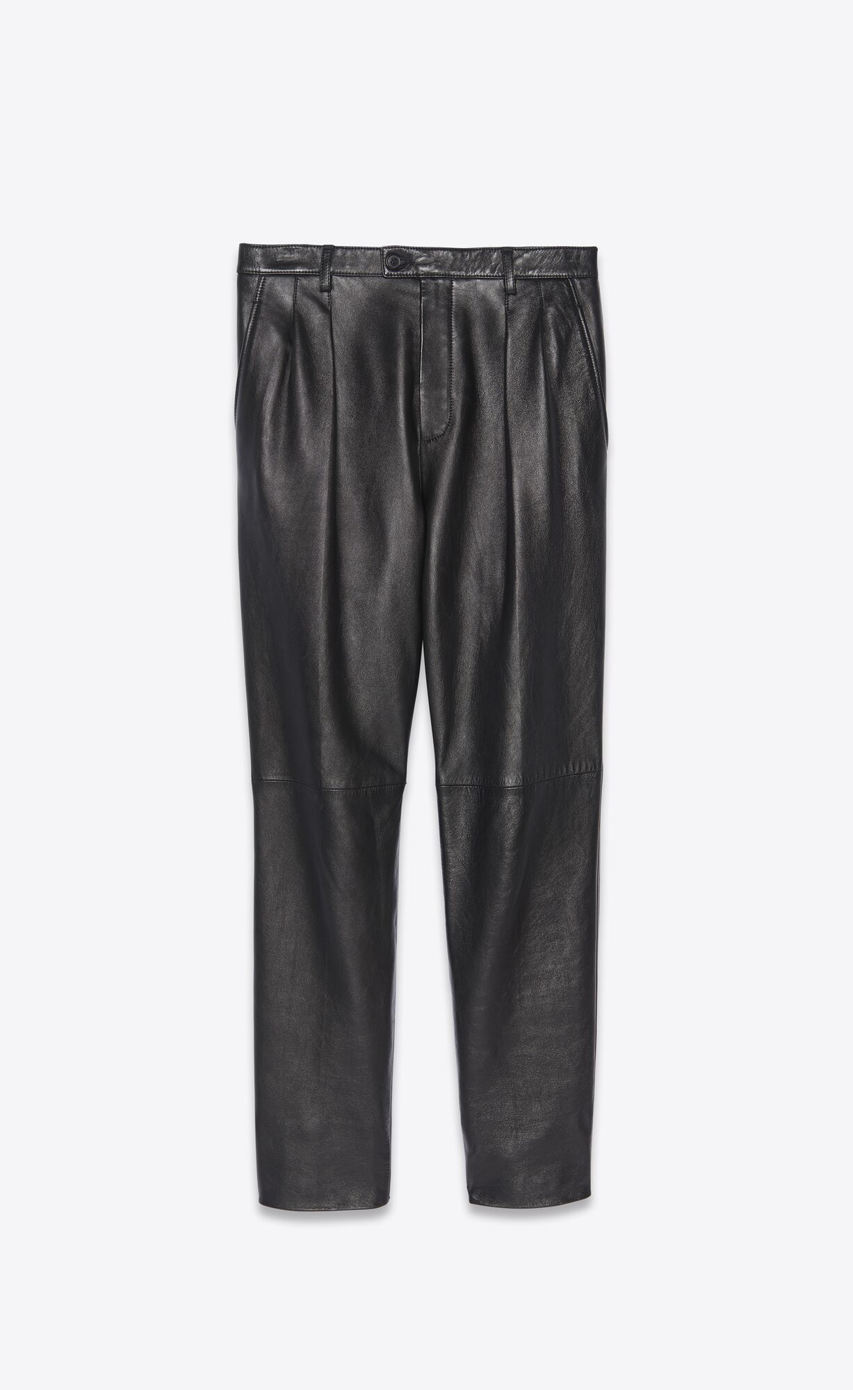 o1s1wg110824 Pleated Pants Vintage Drummed Leather in Black