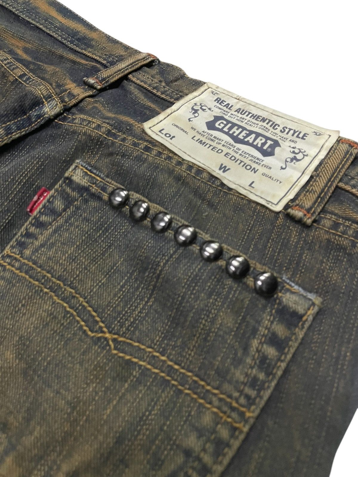 Hysteric Glamour × If Six Was Nine × Le Grande Bleu (L.G.B.) GLHEART Japan Studded Mud Wash Loose Jeans Size US 30 / EU 46 - 19 Thumbnail