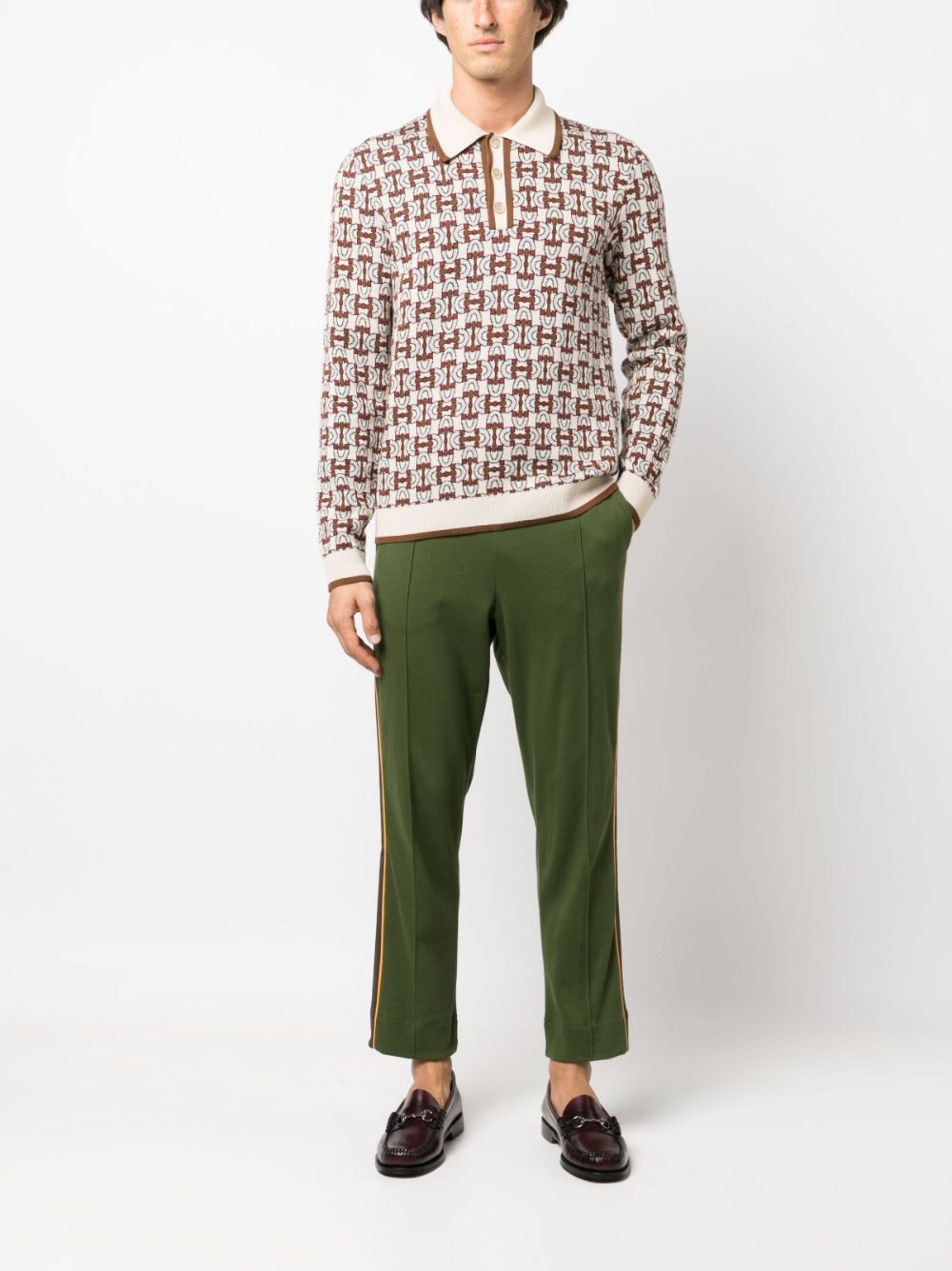 Gucci o1s1wg110225 Horsebit Cotton Jacquard Polo Shirt Multicolor Size US XL / EU 56 / 4 - 2 Thumbnail