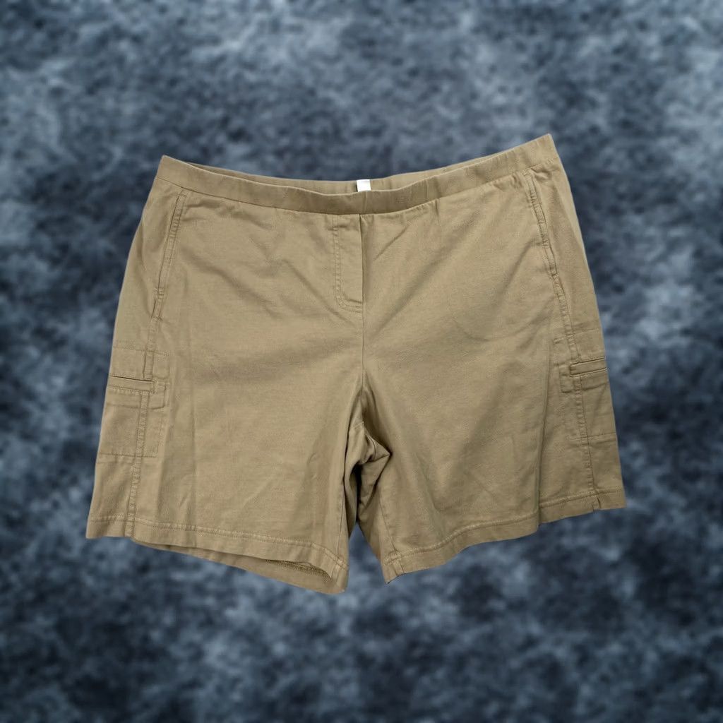 J. Jill J. Jill Pull On Shorts Womens XL Petite Tan Elastic Waist Cargo Pockets Knit Bermuda Beach Walking Summer 90s Mens Womens Size 40" / US 18 - 1 Thumbnail