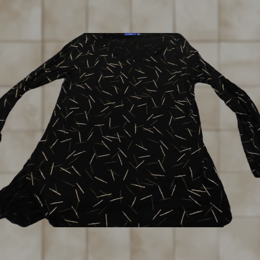 Apt. 9 Apt 9 Womens Blouse XL Black Stretch Pullover Top Regular Button Collared Long Sleeve Casual Satin? Size XL / US 12-14 / IT 48-50 - 1 Thumbnail