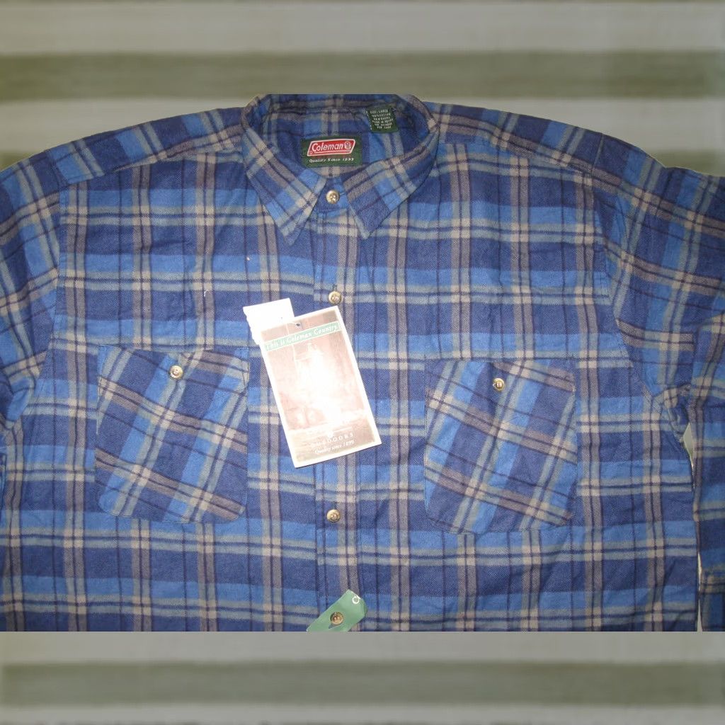 Vintage Coleman Outdoors Flannel Shirt Vintage Large Blue Plaid Button-Down Casual Mens Size US L / EU 52-54 / 3 - 1 Thumbnail