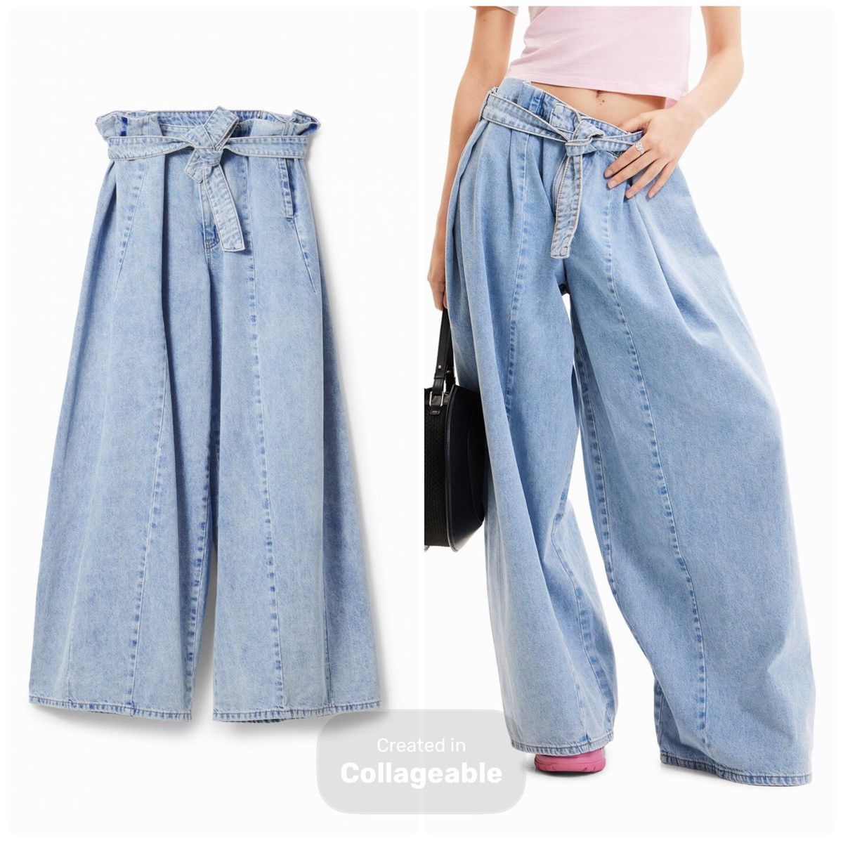 Desigual RARE Collab Desigual x Maitrepierre Wide-Leg Jeans Sz L 32" Size 32" / US 10 / IT 46 - 1 Thumbnail