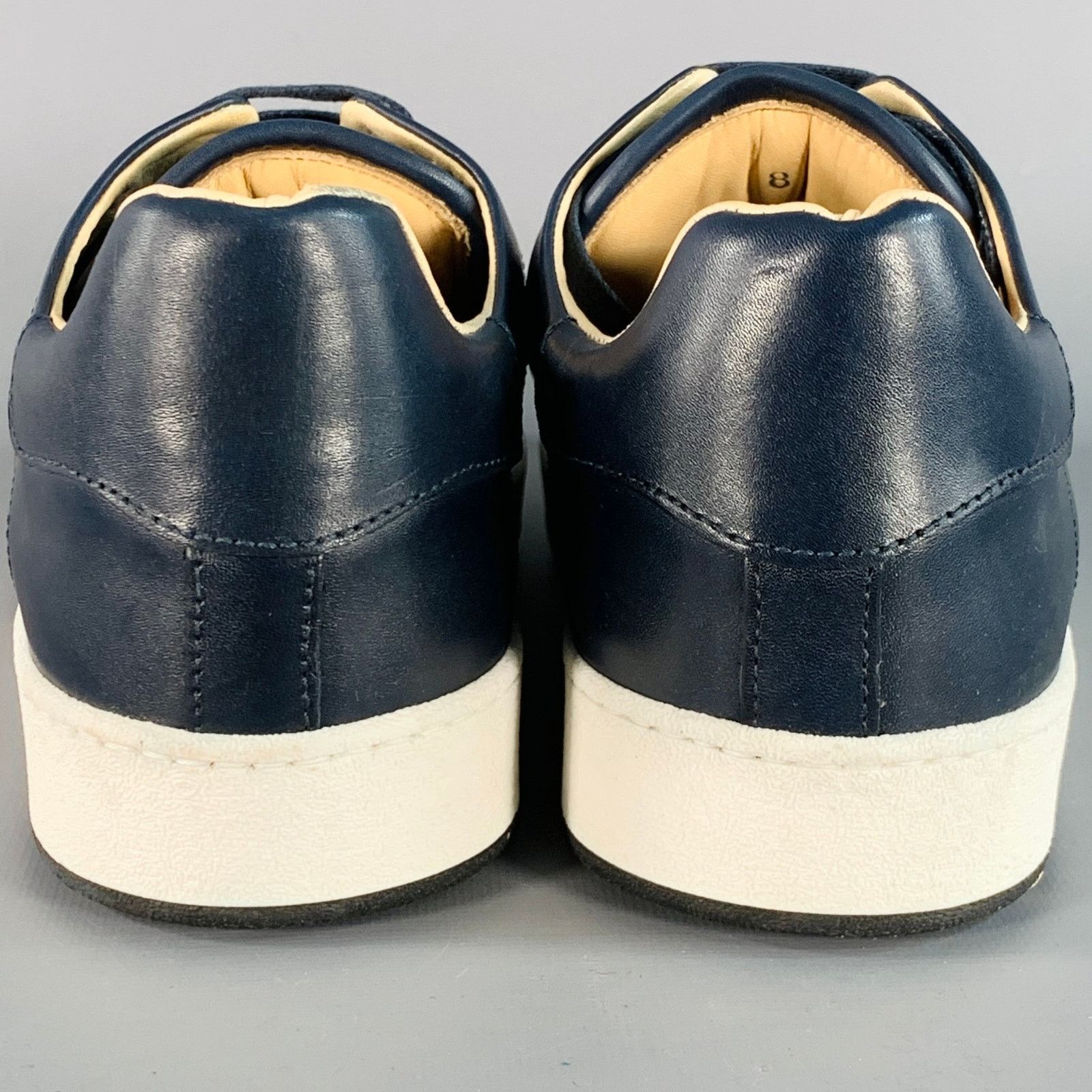 BUGATCHI BUGATCHI Size 8 Navy Perforated Leather Low Top Sneakers Size US 8 / EU 41 - 3 Thumbnail