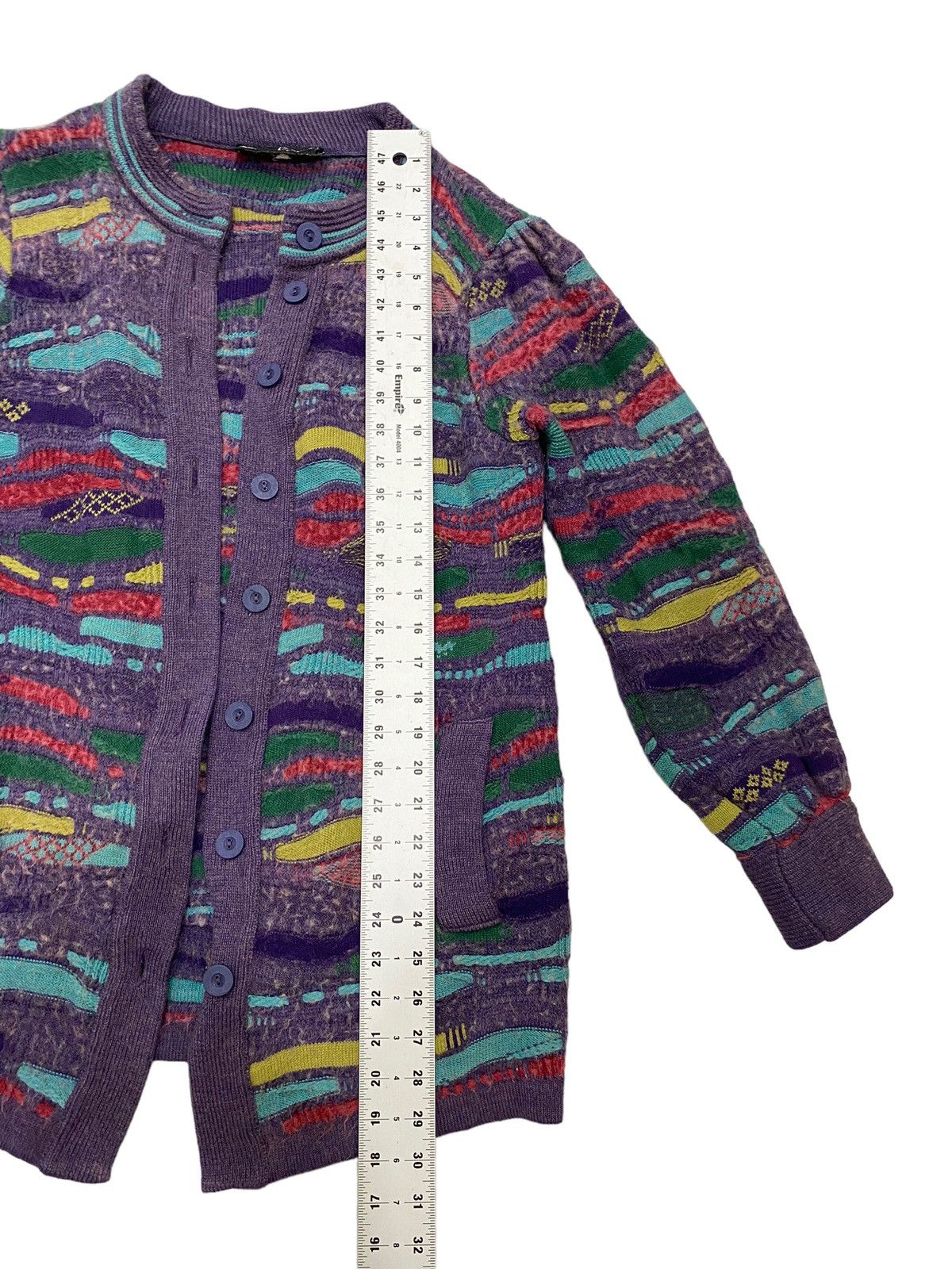 Vintage 90s Oskar Haug Irish Wool Coogi Style 3D Knit Cardigan Size US XS / EU 42 / 0 - 8 Thumbnail