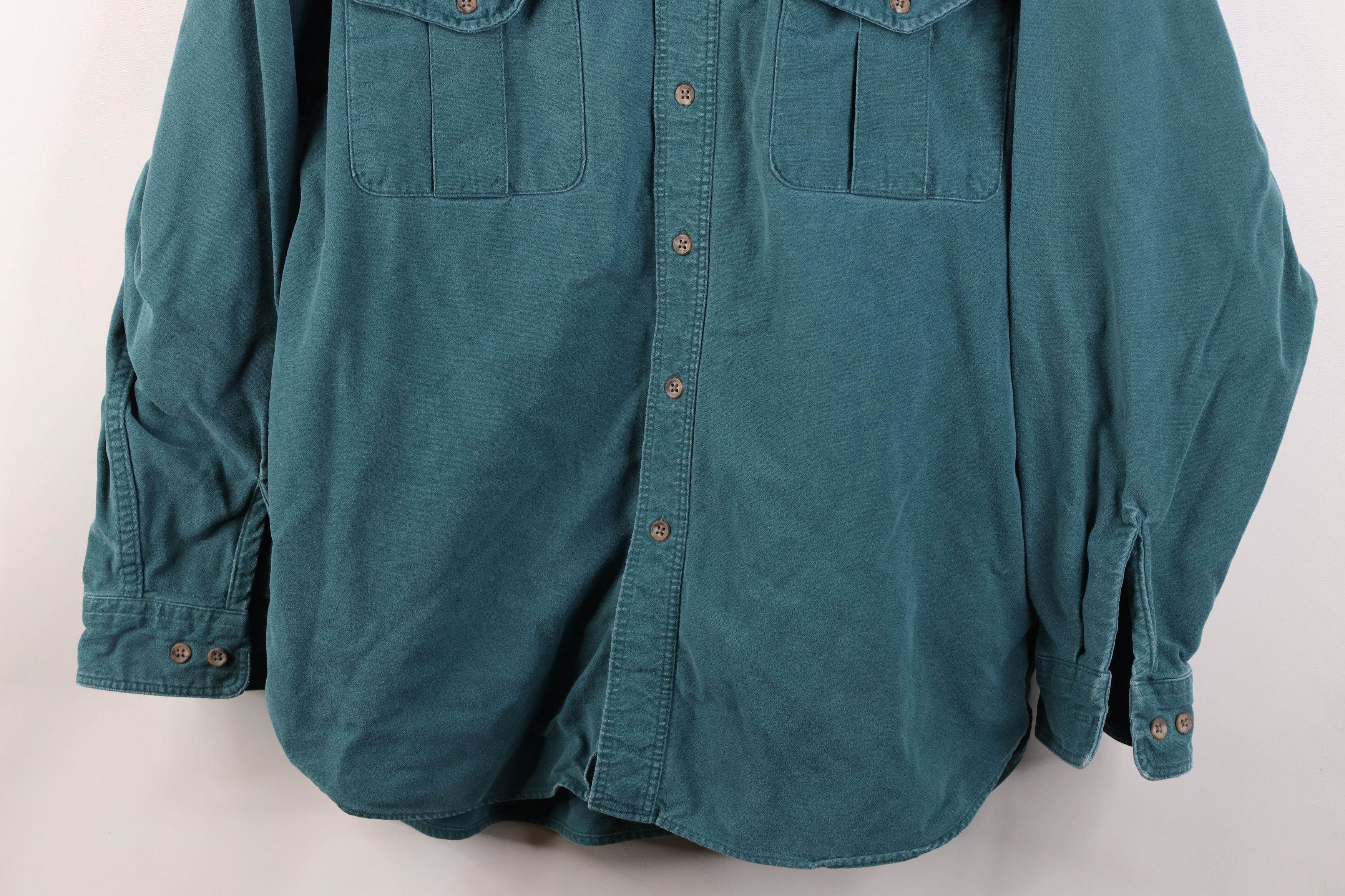 Eddie Bauer Vintage 90s Eddie Bauer Chamois Cloth Button Shirt Green USA Size US L / EU 52-54 / 3 - 3 Thumbnail