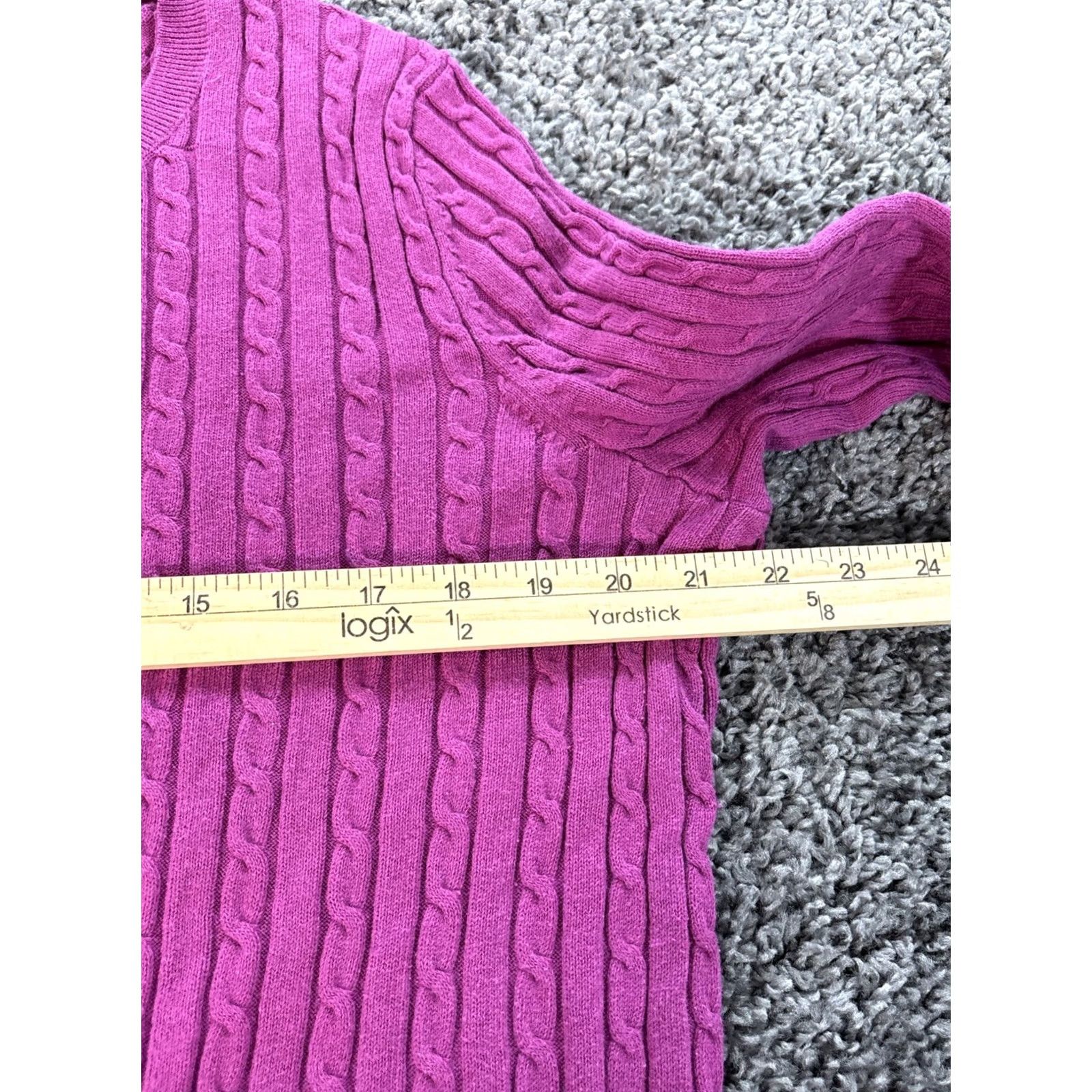 Talbots Talbots Sweater Womens 1x Purple Knit Pullover Long Sleeve Chunky Cotton Size XL / US 12-14 / IT 48-50 - 3 Thumbnail