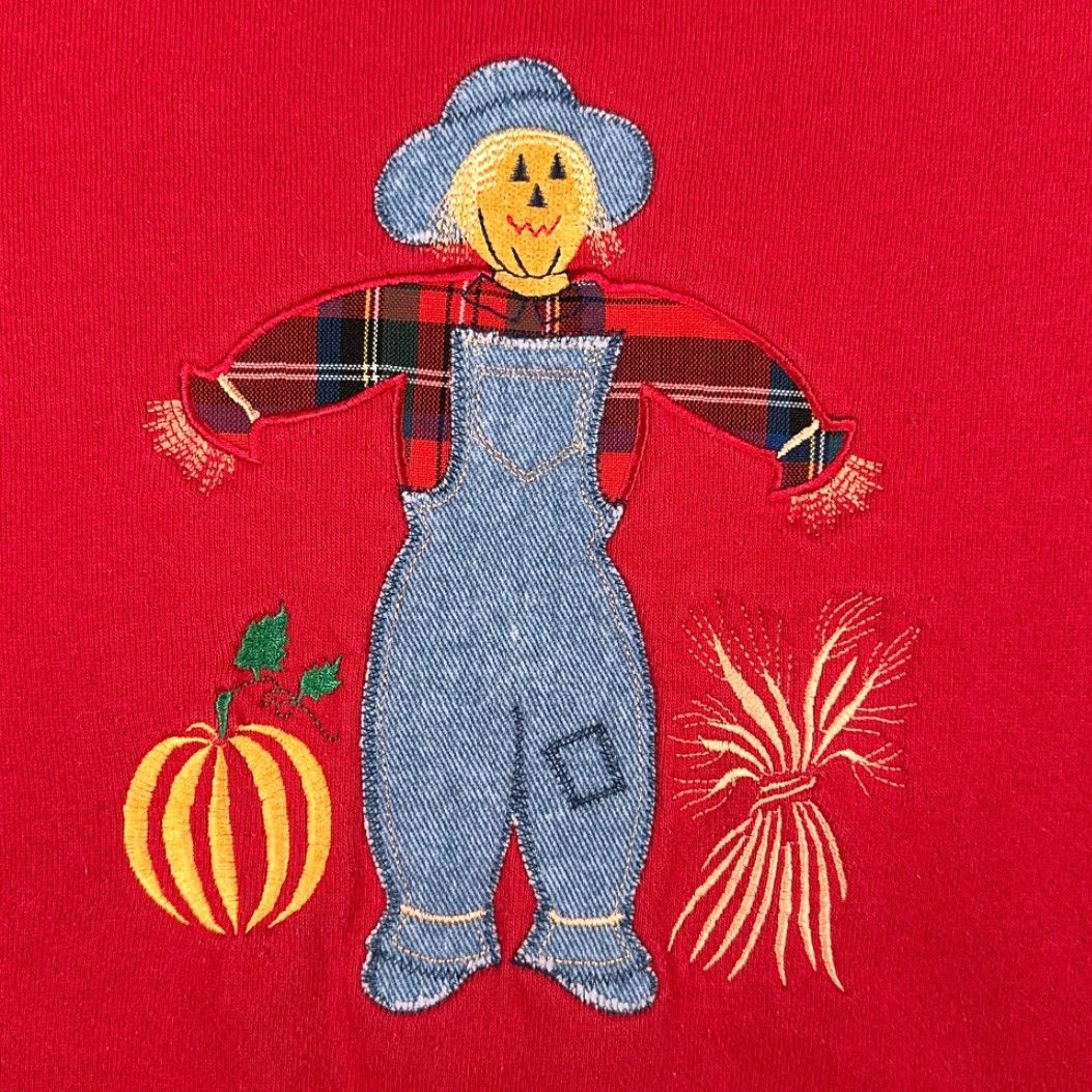 Delta VINTAGE Delta Scarecrow Sweater Shirt Adult SMALL Red 90s Halloween USA Made Crew Neck Men Mens - Size US S / EU 44-46 / 1 - 2 Thumbnail