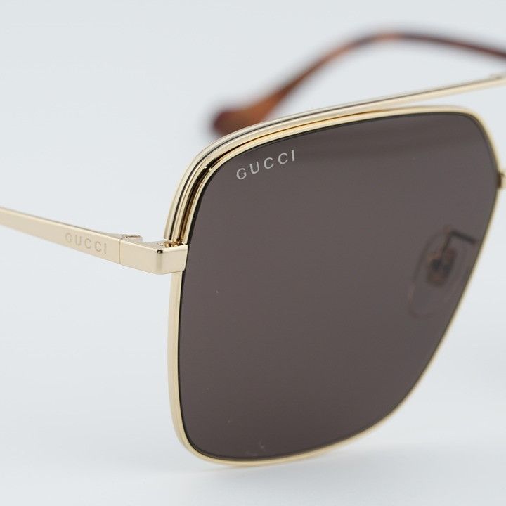 Gucci Gucci GG1099SA 003 Sunglasses Gold Aviator Frame, Brown Size ONE SIZE - 5 Thumbnail