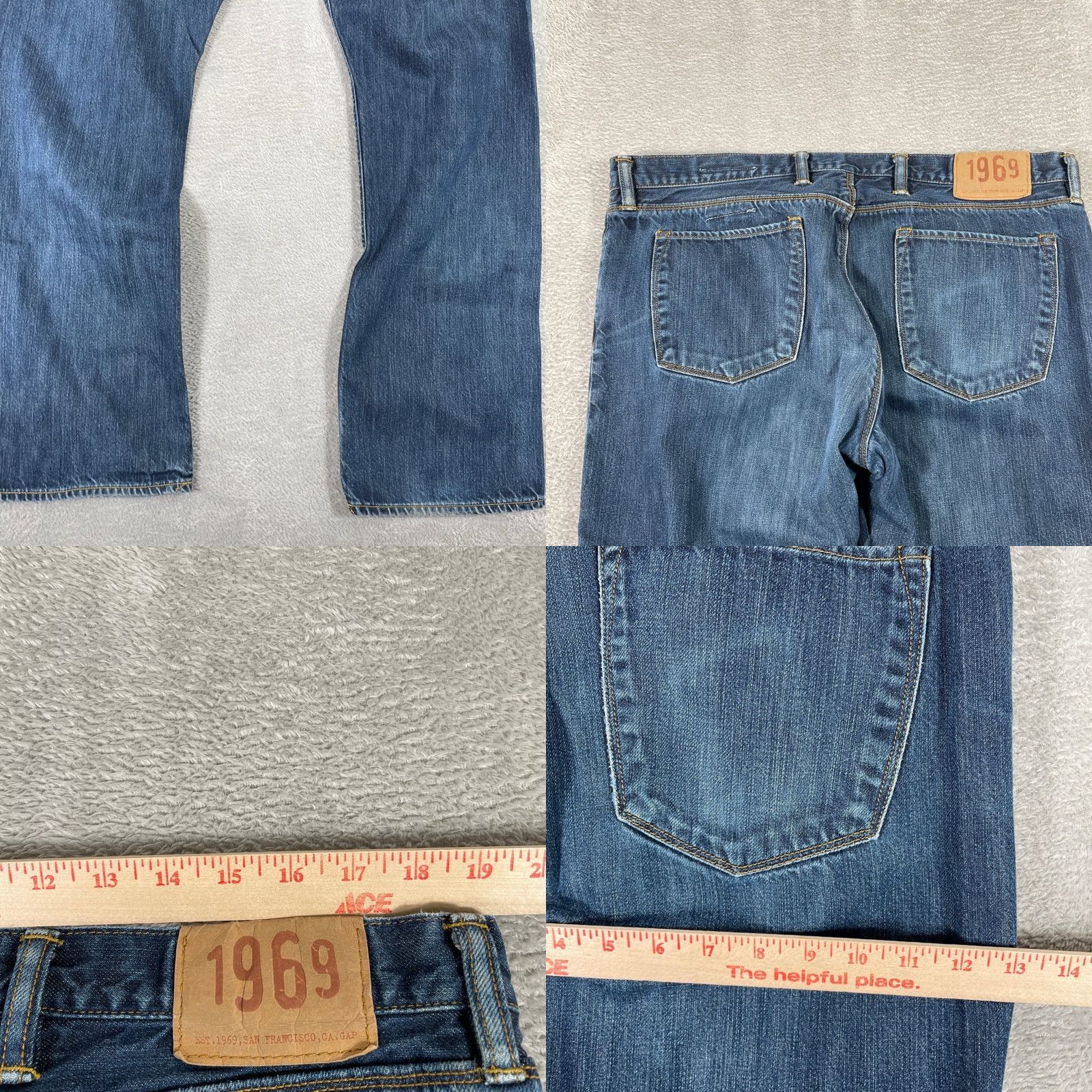 Gap Gap 1969 Low Rise Straight Jeans Men's 38x32 Dark Blue Wash Cotton Denim Size US 38 / EU 54 - 8 Thumbnail