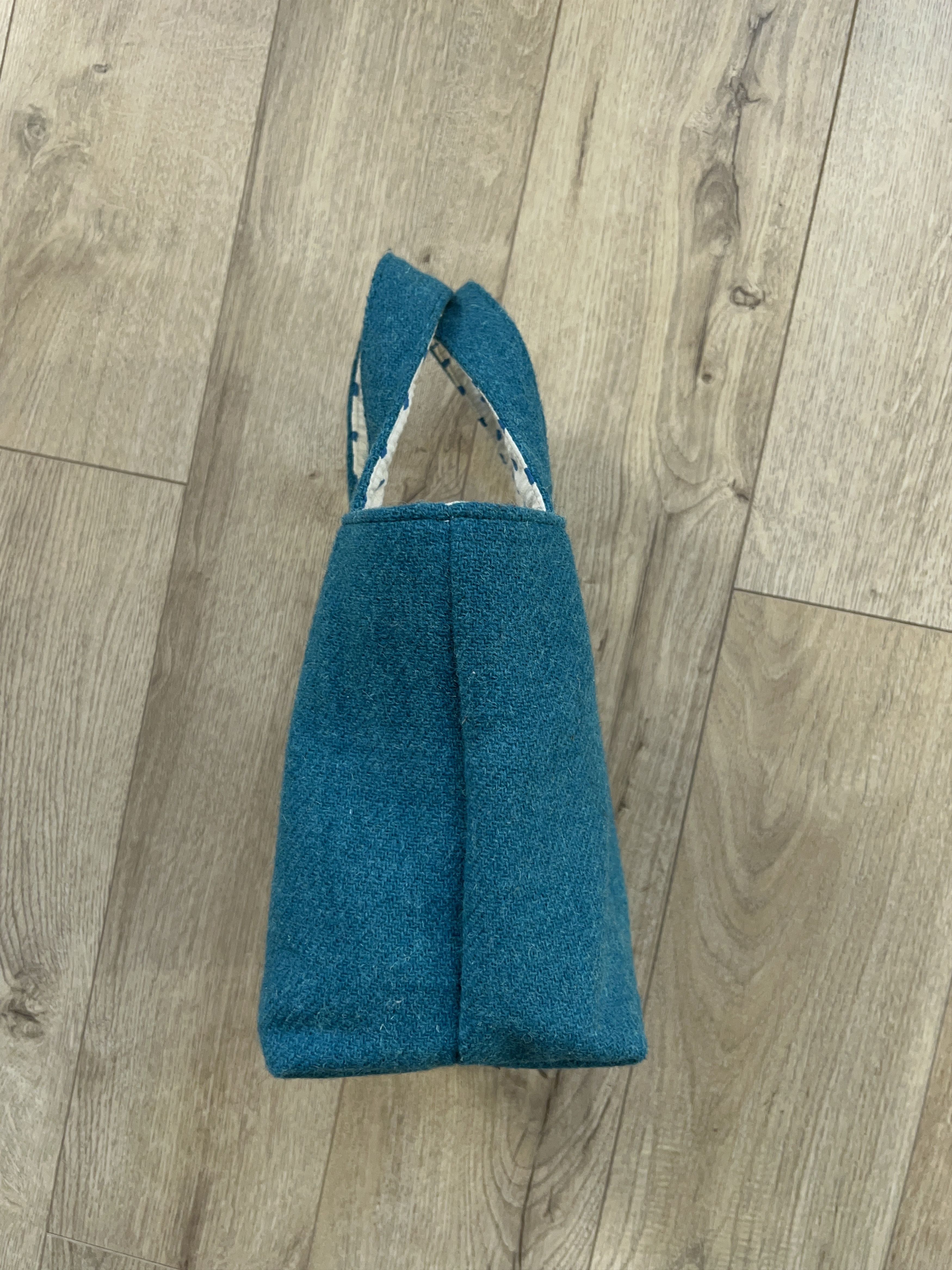 Designer × Harris Tweed Womens Harris Tweed Blue Wool Bag Small Tote Handbag Size ONE SIZE - 5 Thumbnail