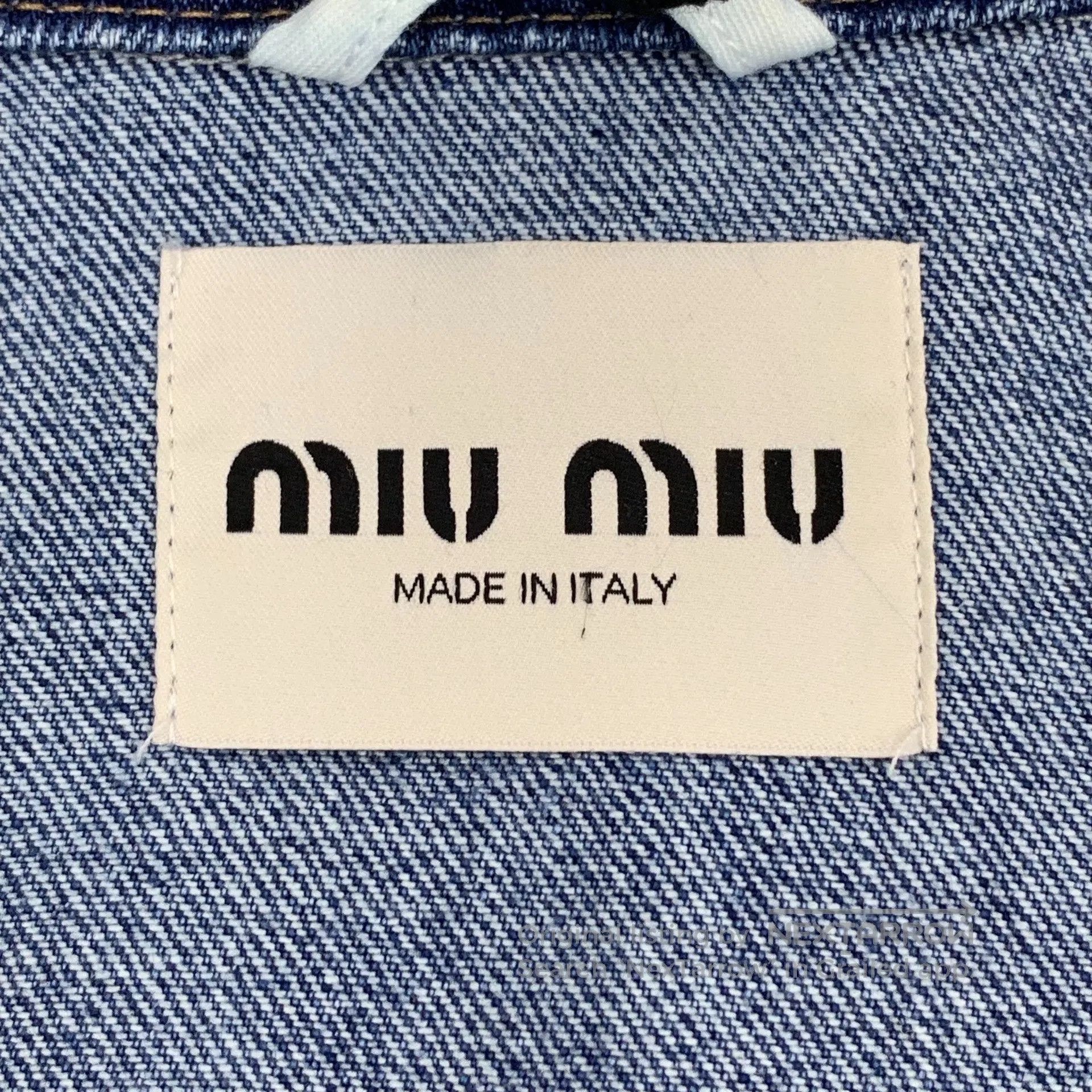 Miu Miu Miu Miu Dark Blue Washed Cotton Logo Letter Embroidered Si Size XS / US 0-2 / IT 36-38 - 6 Thumbnail