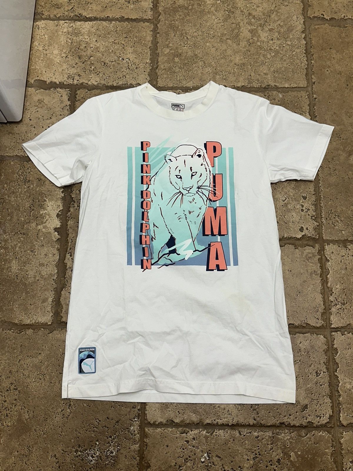 Pink Dolphin × Puma PUMA Pink Dolphin 2016 Collab Graphic Shirt Rare 80s Colors Size US M / EU 48-50 / 2 - 1 Thumbnail