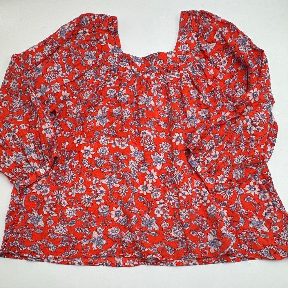Gap GAP Blouson Sleeve Square Neck Blouse Red Large Petite Size L / US 10 / IT 46 - 3 Thumbnail