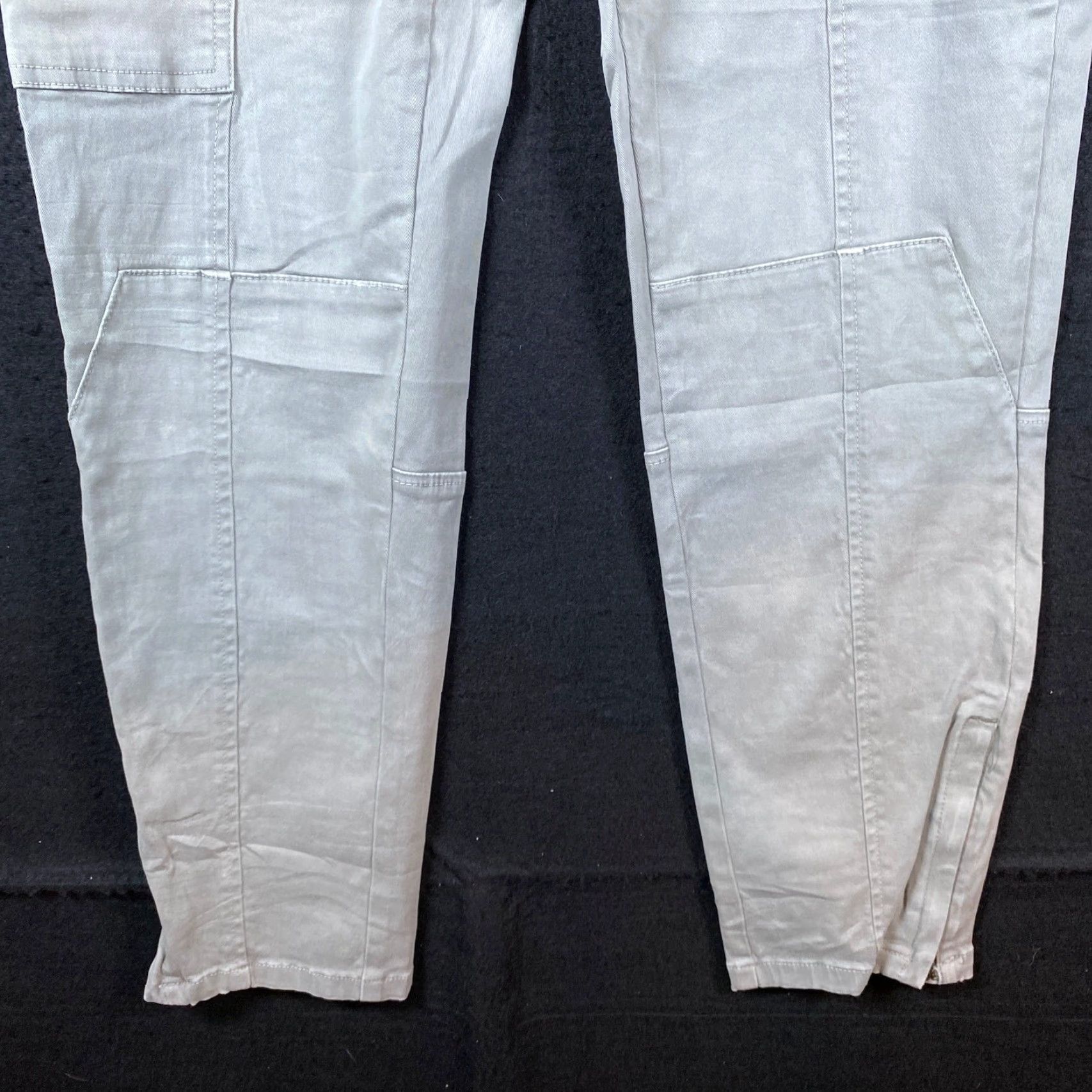 Anthropologie VINTAGE Anthropologie Womens Pants Gray Jogger Cargo Ankle Zip Capris Stretch 31 Size 24" / US 00 / IT 34 - 3 Thumbnail