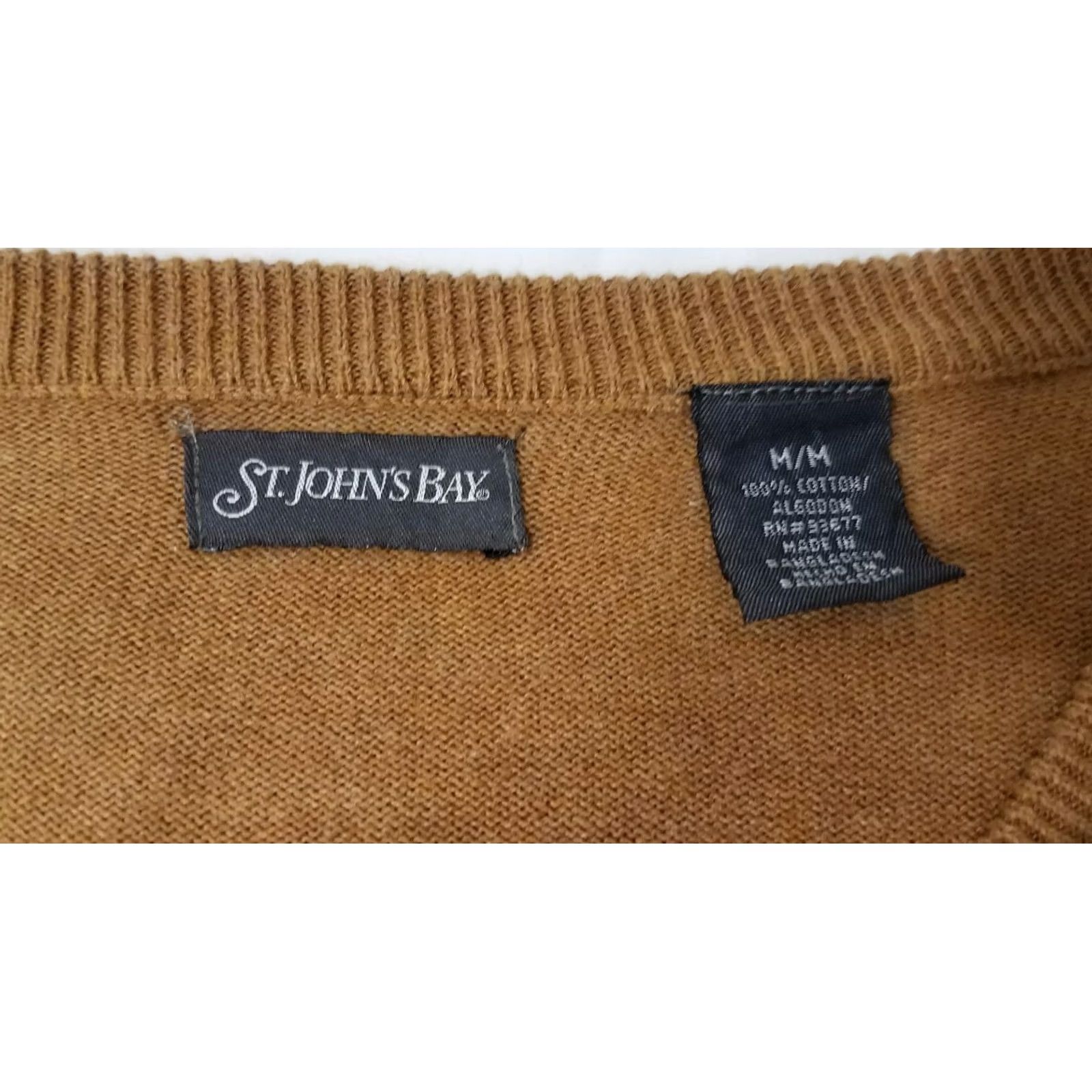 Vintage St. John's Bay V-Neck Sweater Mens Size Medium Brown EUC Excellent Used Condition Size US M / EU 48-50 / 2 - 3 Thumbnail