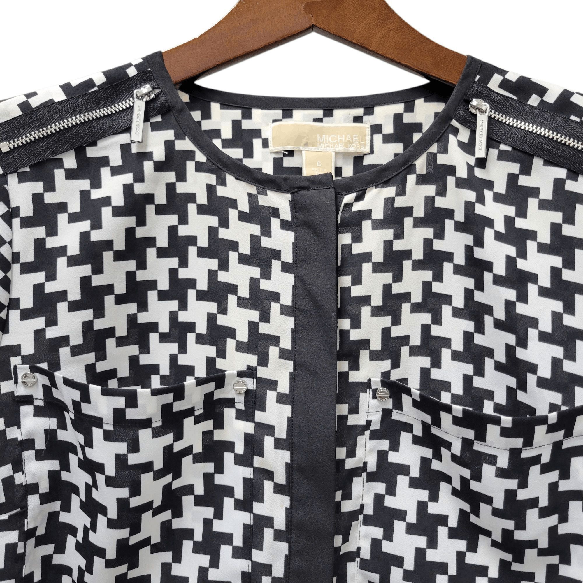 Michael Kors Michael Kors Women's Black & White Blouse Size 6 Size M / US 6-8 / IT 42-44 - 6 Thumbnail