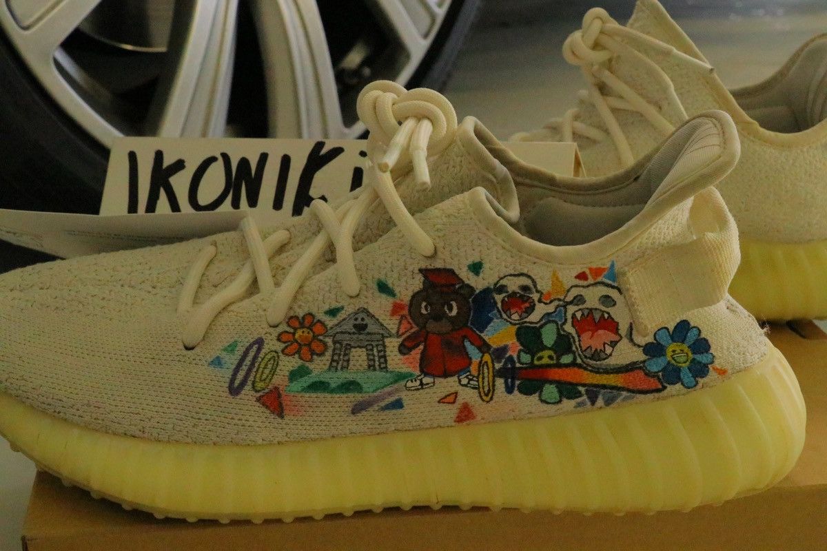 Adidas × Kanye West × Yeezy Custom Adidas Yeezy Boost 350 V2 Cream Size US 10.5 / EU 43-44 - 3 Thumbnail