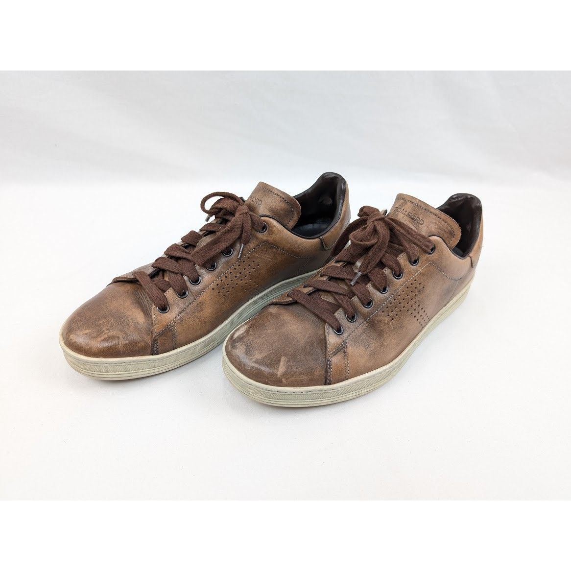 Tom Ford o1rshd1 CC20 Leather Warwick Low Top Sneakers in Brown Size US 10 / EU 43 - 12 Thumbnail