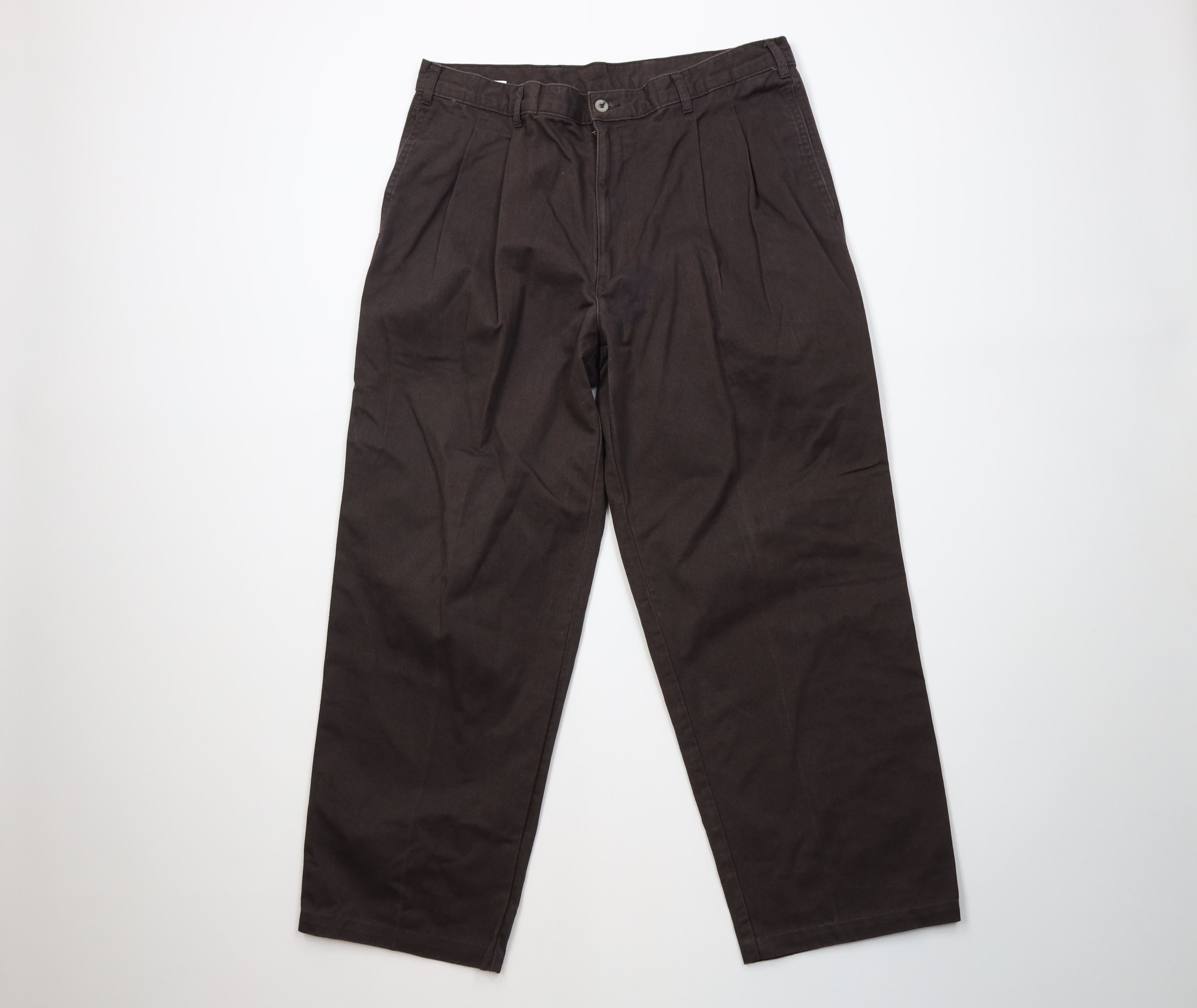 Vintage Vintage 90s Streetwear Wide Leg Chino Pants Chocolate Brown Size US 36 / EU 52 - 1 Thumbnail