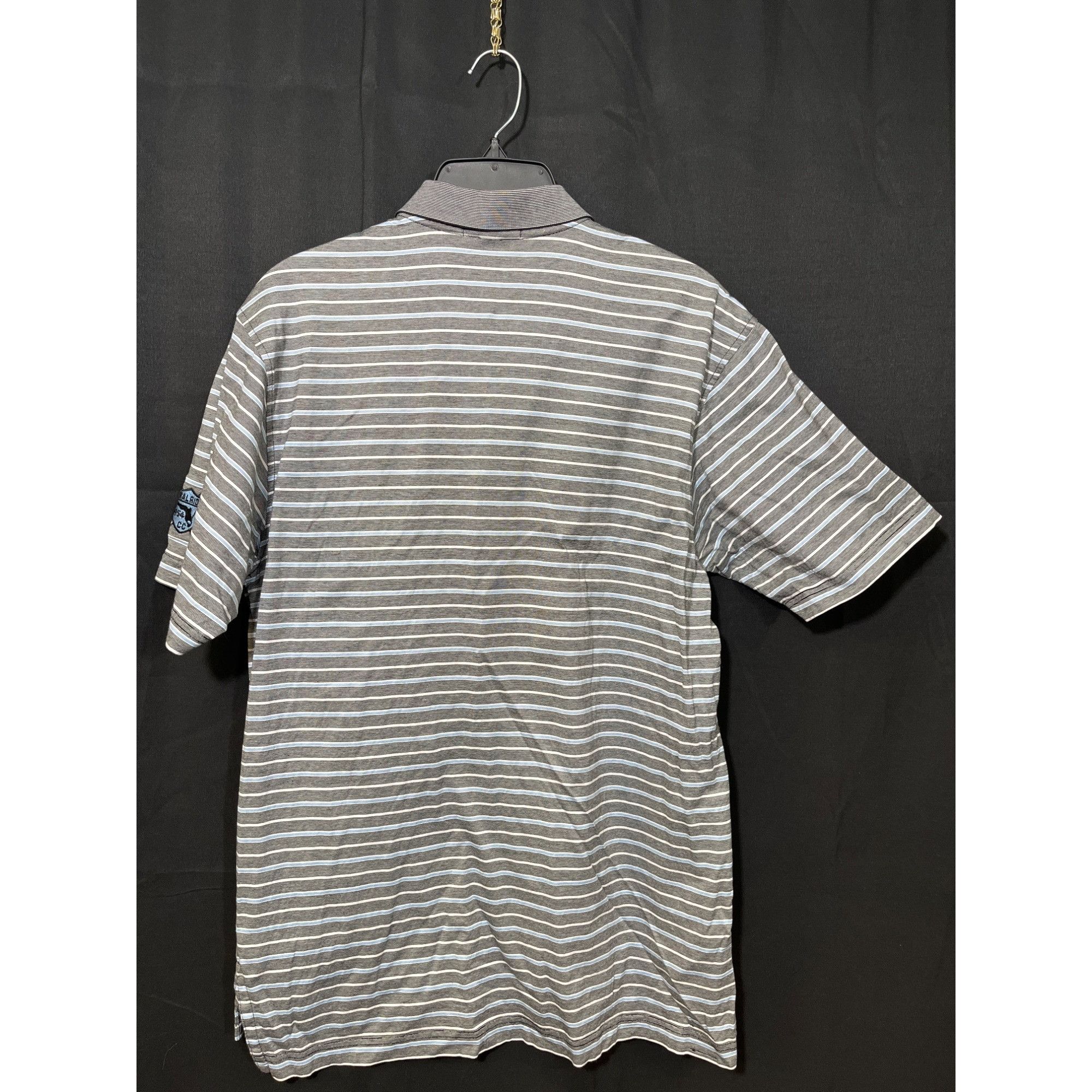 Peter Millar Peter Millar SKU 7569 Mens Striped Polo Shirt Gray and Blue Size US L / EU 52-54 / 3 - 2 Thumbnail