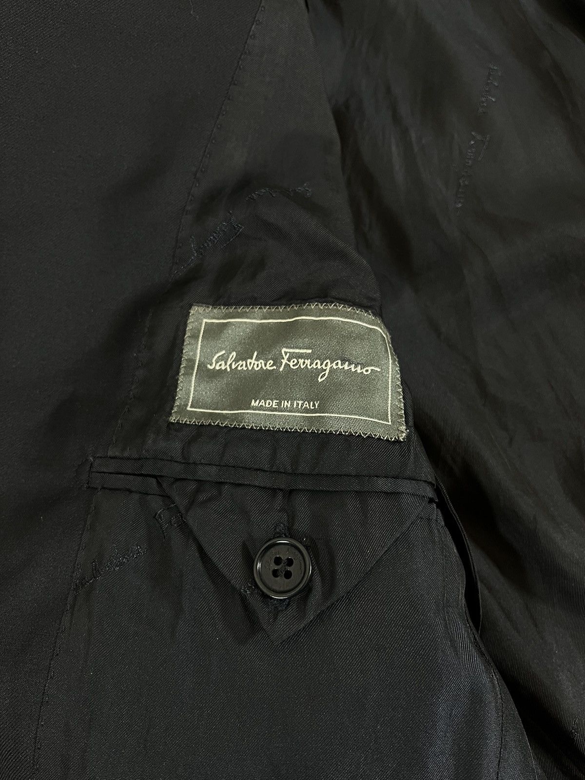 Salvatore Ferragamo Salvatore Ferragamo Midnight Black Tailored Blazer Size 50L - 12 Thumbnail