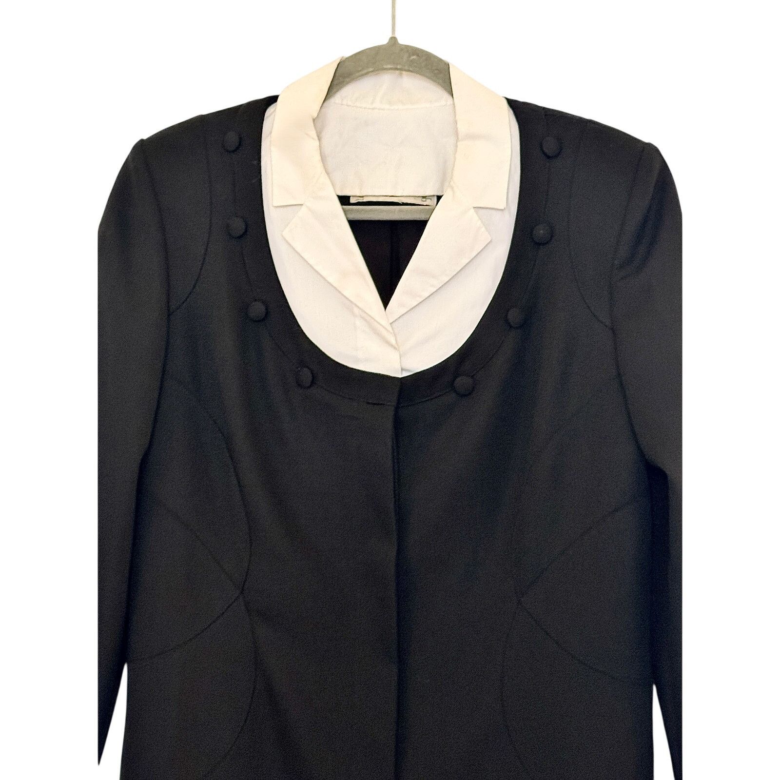 Karl Lagerfeld Lagerfeld Gallery Women's Black Wool-Cotton Tuxedo Jacket Size M / US 6-8 / IT 42-44 - 3 Thumbnail