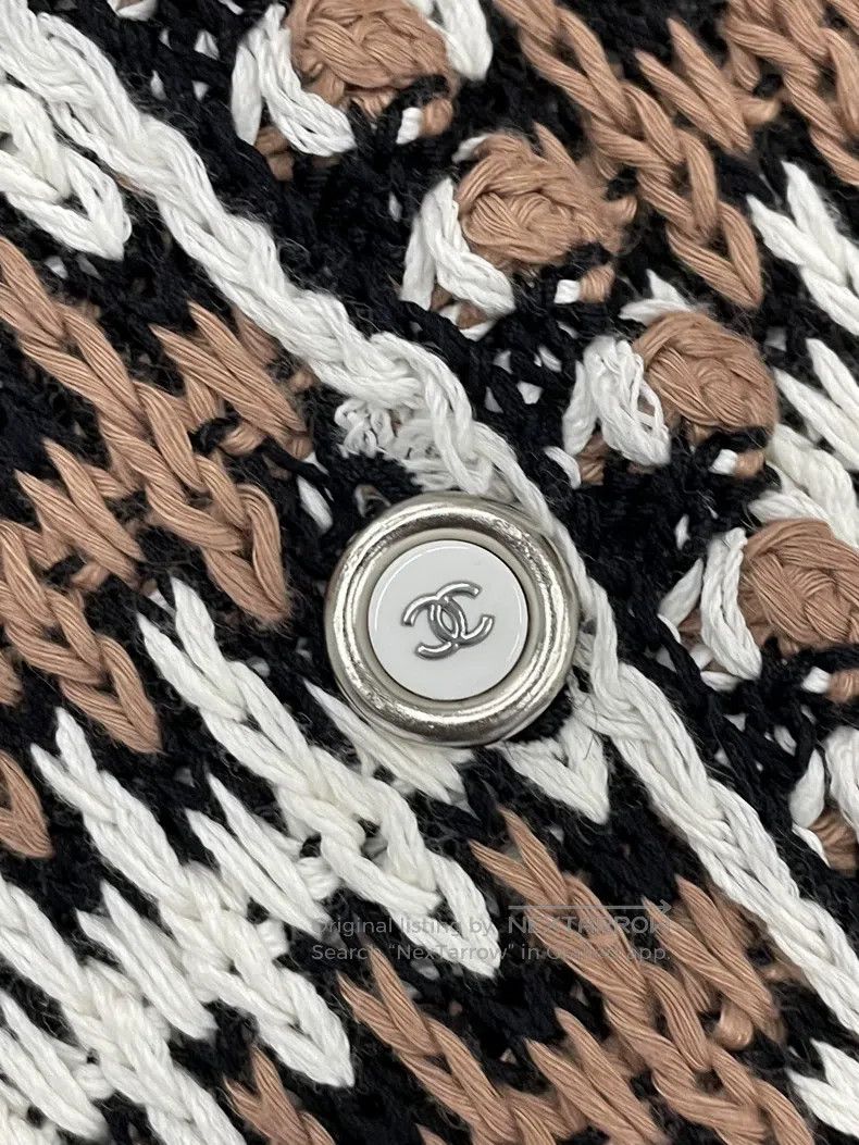 Chanel Chanel 21C coffee white striped woven jacket Size XXS / US 00 / IT 34 - 4 Thumbnail