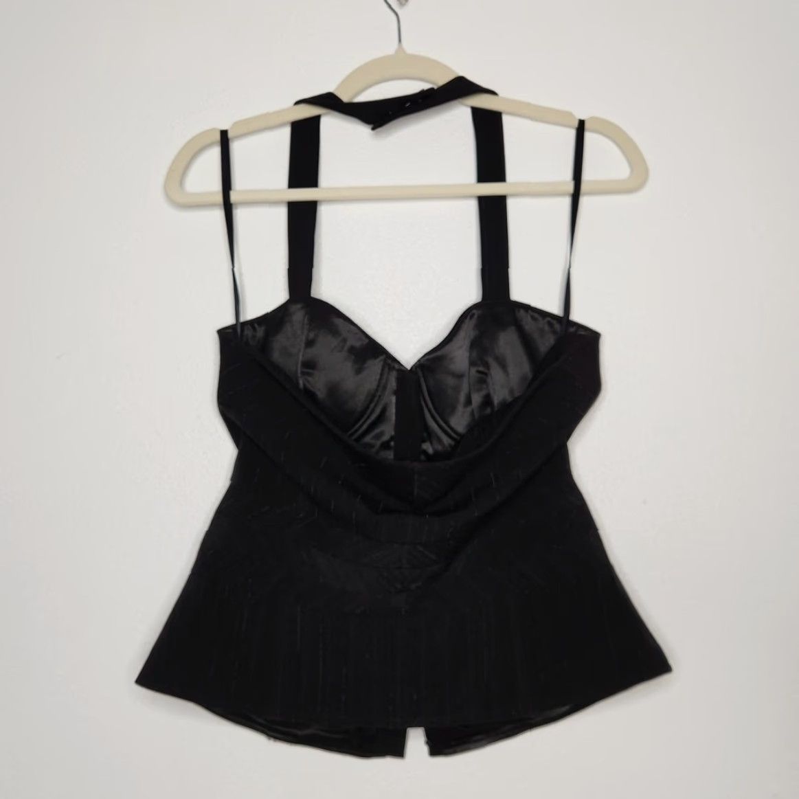 Vintage VINTAGE Arden B Tank Shirt Y2K Halter Corset Pin Stripe Black M Women Emo Punk Goth 90s 00s Classic Femininity Size M / US 6-8 / IT 42-44 - 7 Thumbnail