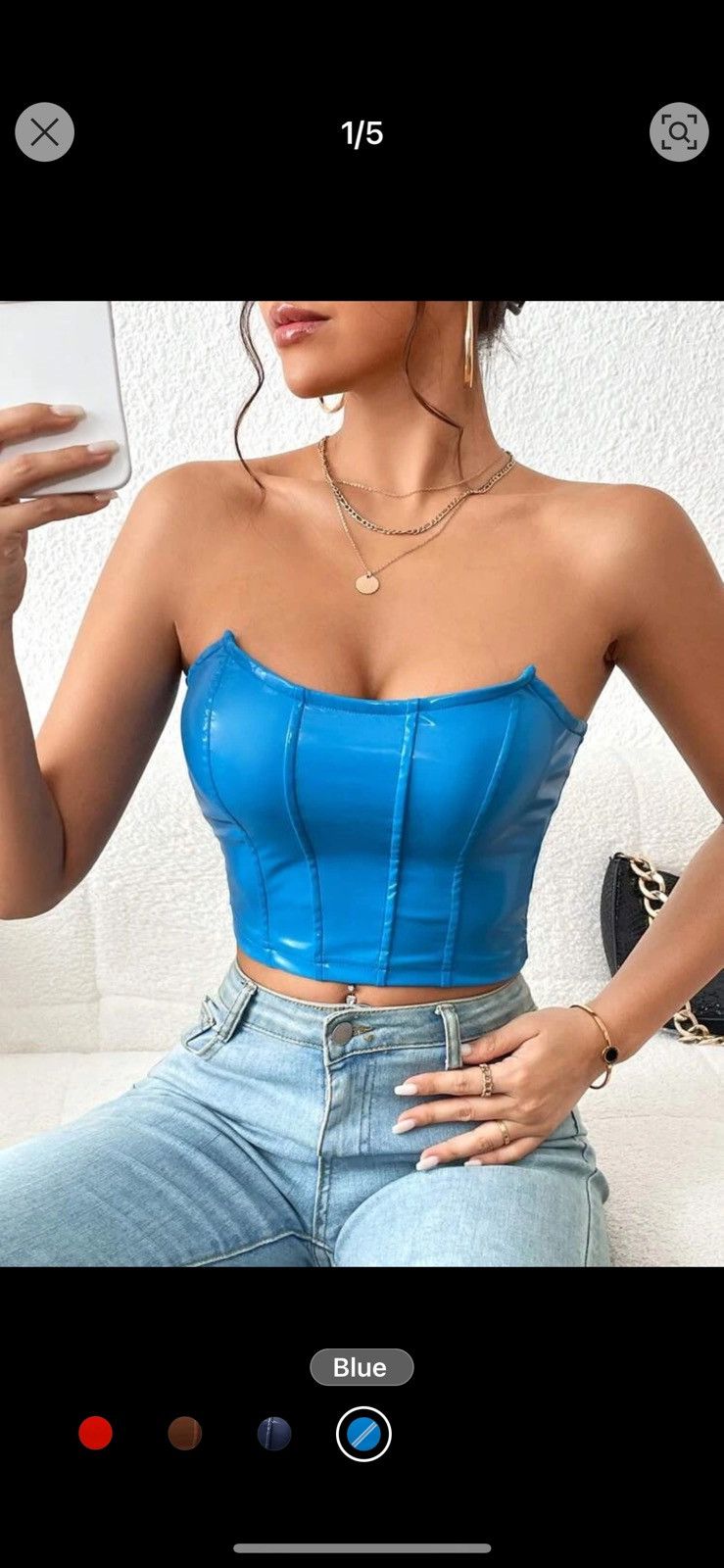 Shein PU Leather Tube Top Size L / US 10 / IT 46 - 3 Thumbnail