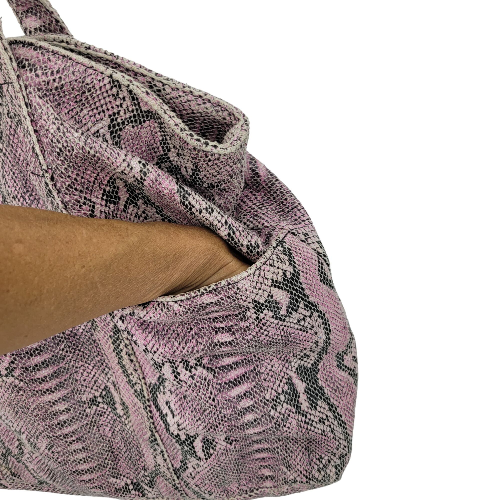 Designer BCBG Max Azria Pink Black Snake Print Vegan Tote Overnight B Size ONE SIZE - 5 Thumbnail